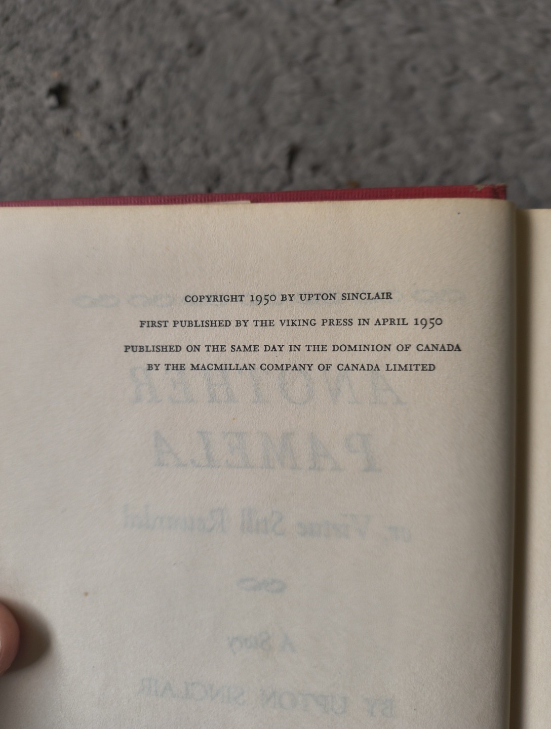 Another Pamela by Upton Sinclair Viking 1st Edition 1950 vintage