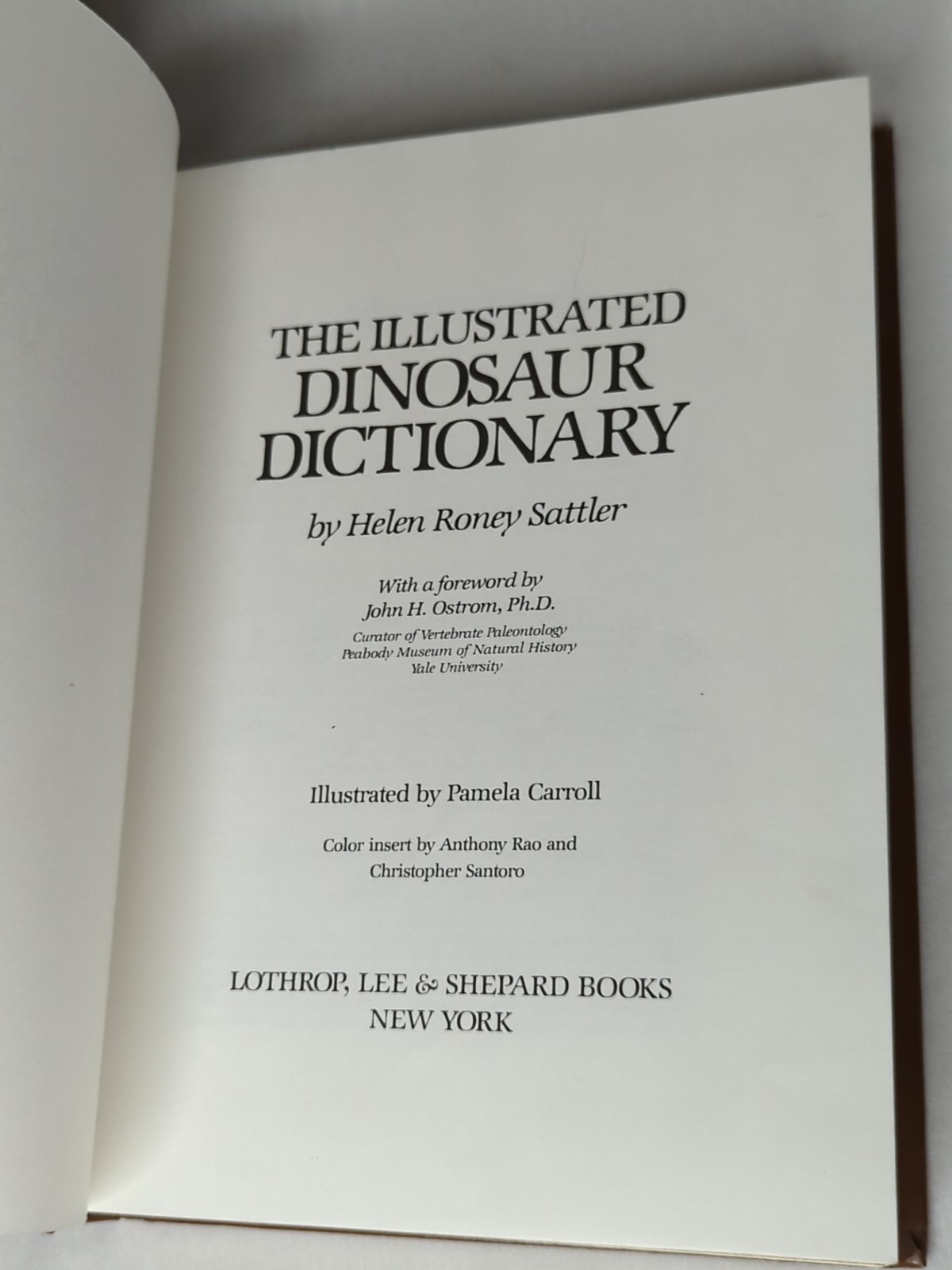 Illustrated Dinosaur Dictionary by Helen R. Sattler 1983, Hardcover