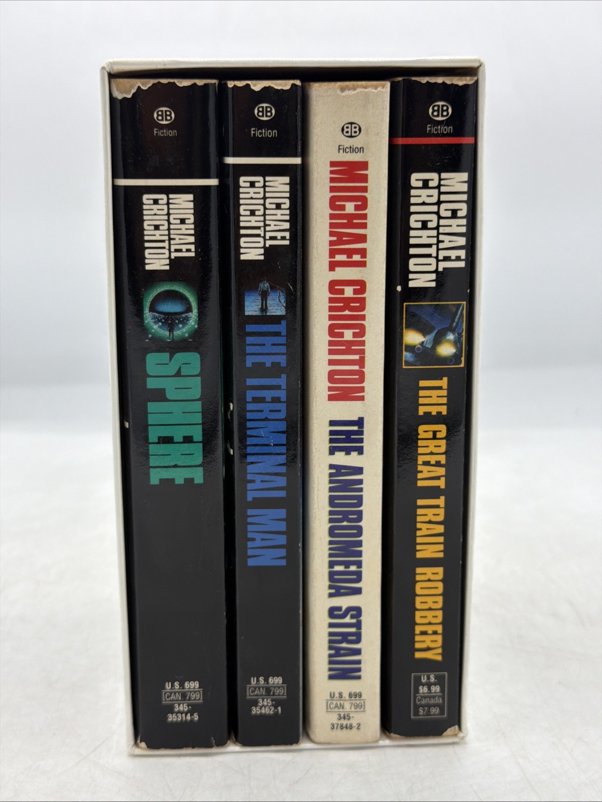 Vintage Michael Crichton Classic Thrillers 4 Book Box Set Andromeda Terminal ++