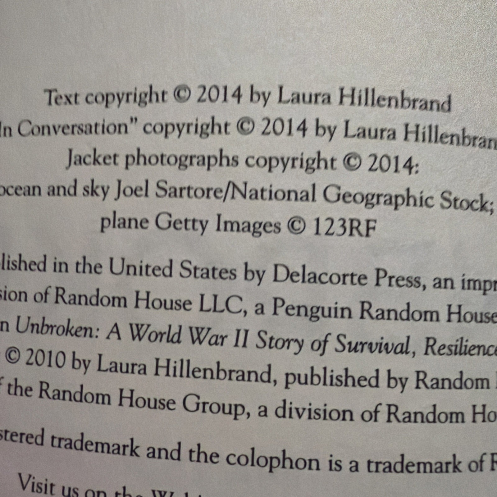 UNBROKEN by Laura Hillenbrand, 2014 HCDJ 1st Ed. WW2 Era History, Delacorte