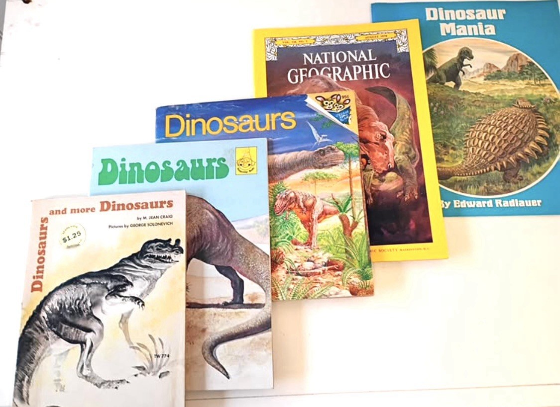Vintage Dinosaur Kids Book Bundle ~ Dinosaurs National Geographic Illustrated