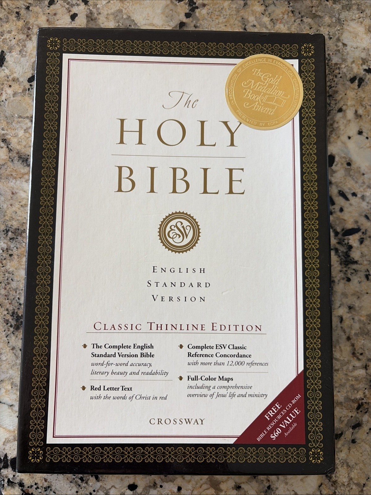 ESV Holy Bible Crossway Classic Thin line Edition Red Letter Tan Bonded Leather
