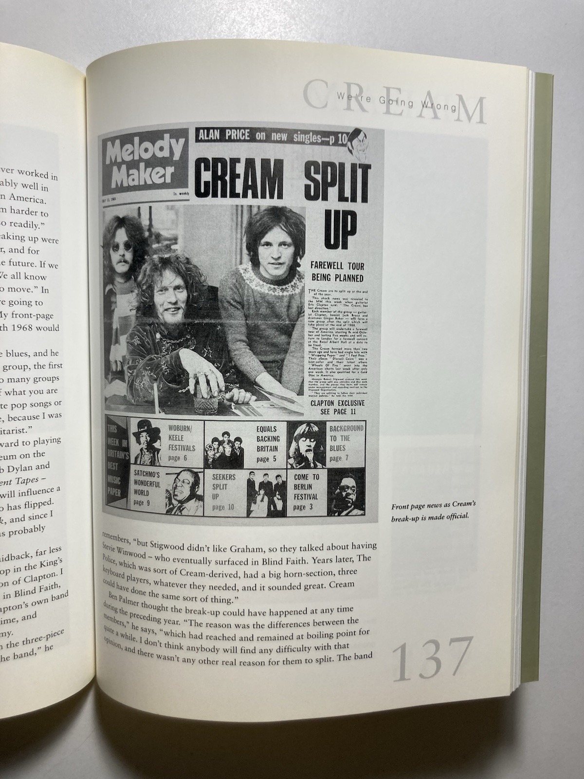“CREAM: The Legendary Sixties Supergroup” CHRIS WELCH 2000 Paperback 1st Edition