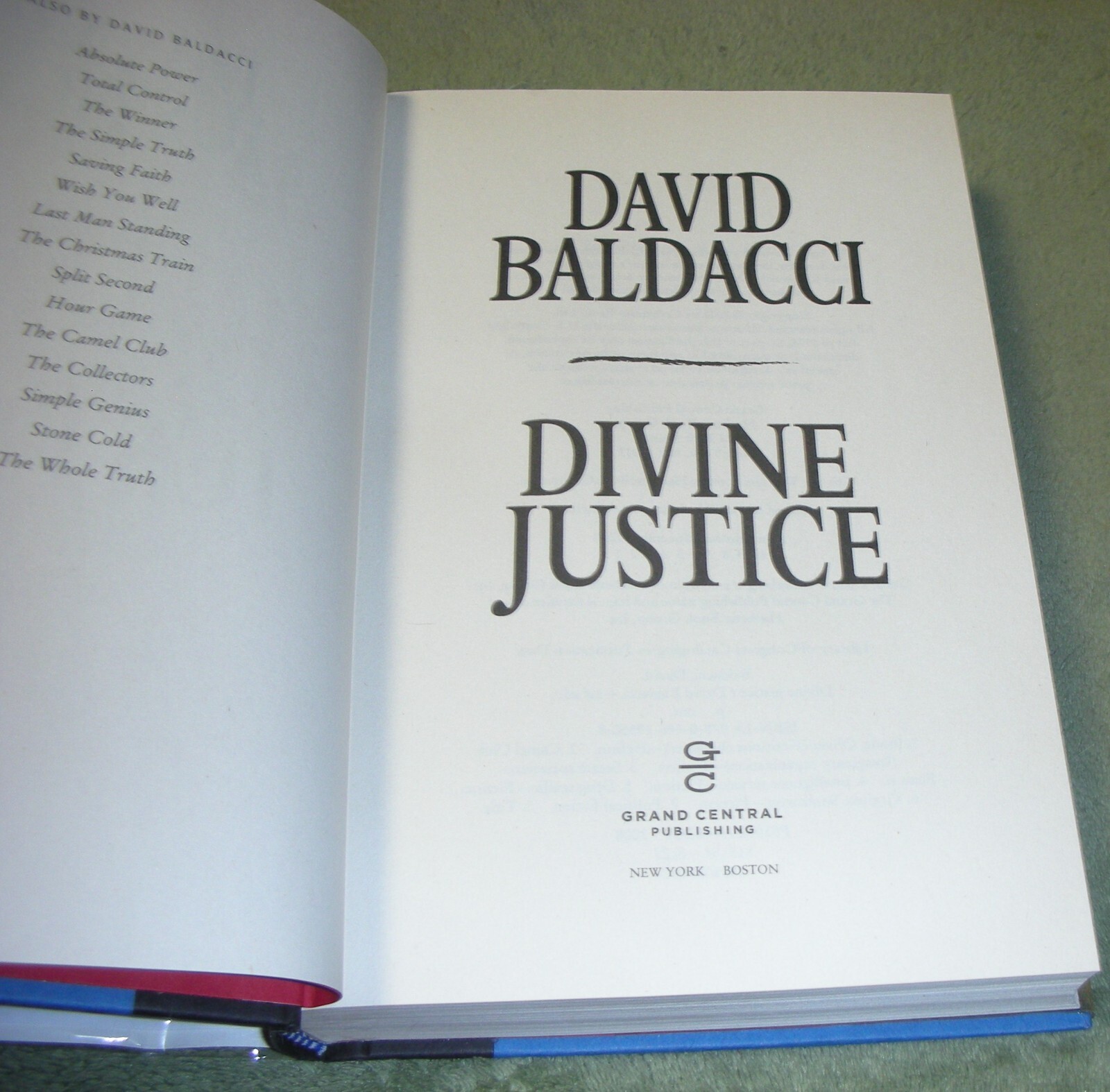 DIVINE JUSTICE by David Baldacci 2008 HC/DJ ~ 1st Ed 1st Print + Cover
