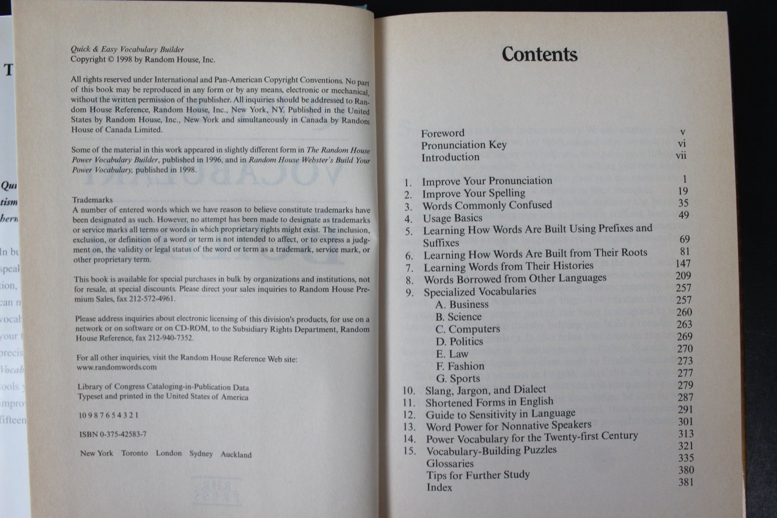 Quick & Easy Vocabulary Builder 1998 First Printing RHR Press Reference Book VG