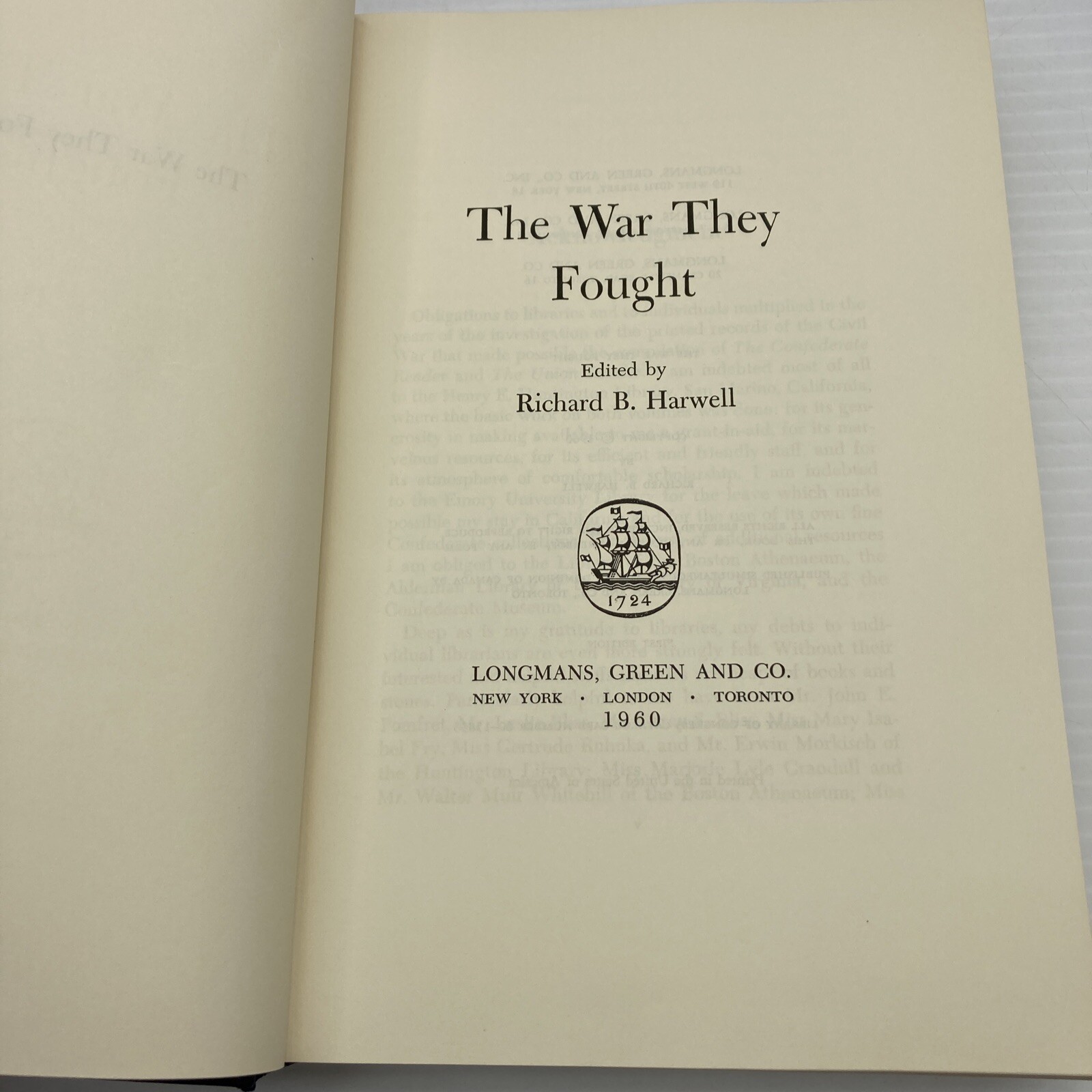 Civil War Anthology Southern & Northern The War They Fought Richard Harwell 1960