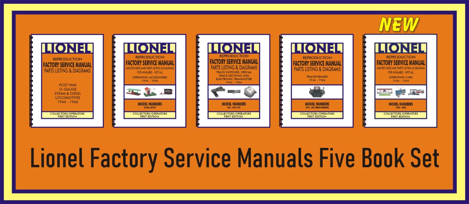 Lionel – Reproduction Factory Service Manuals Bundle of All Five Manuals