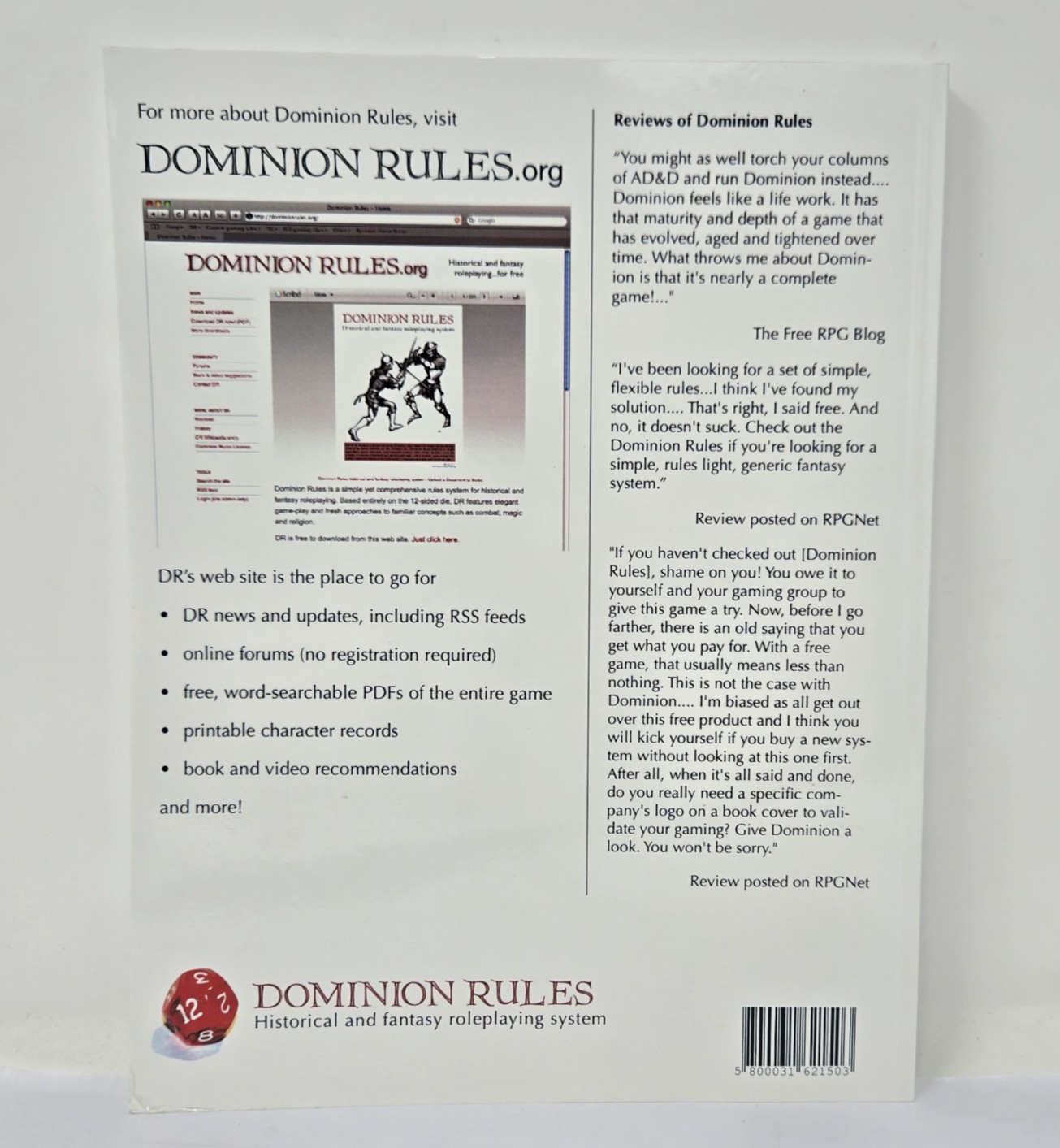 Dominion Rules RPG system Historical Mediaeval Fantasy Easy Generic v3.1.1