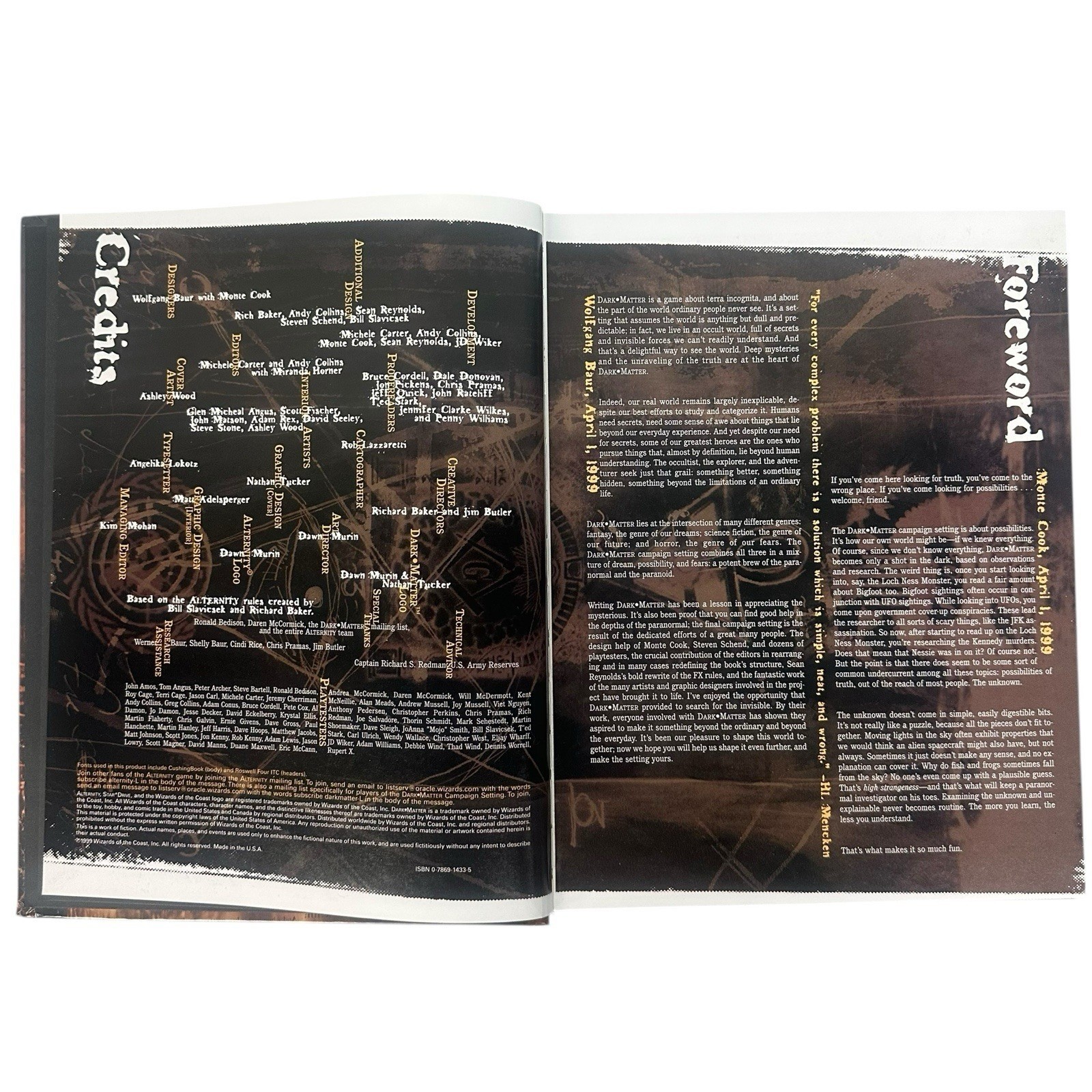 DARK MATTER Campaign Setting (ALTERNITY) – 1999 Wizards of the Coast – Hardcover