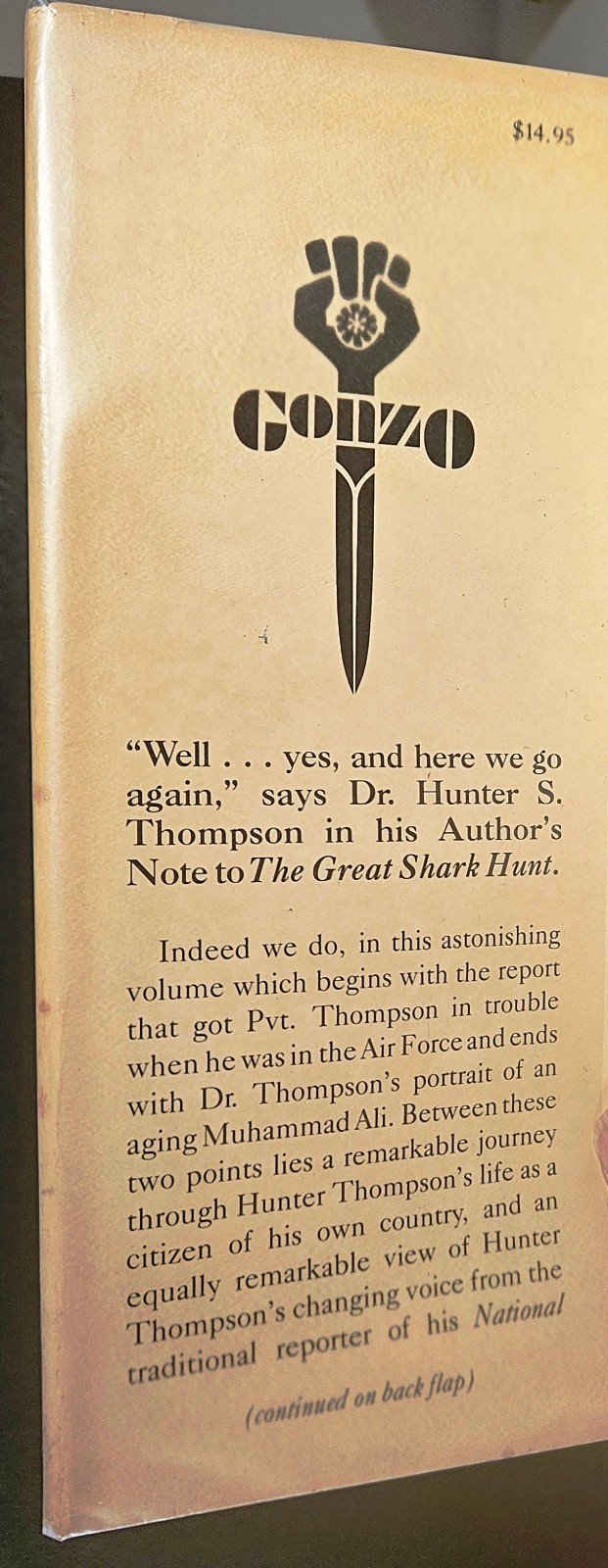 The Great Shark Hunt by Hunter S. Thompson, First Edition 4th print Hardcover
