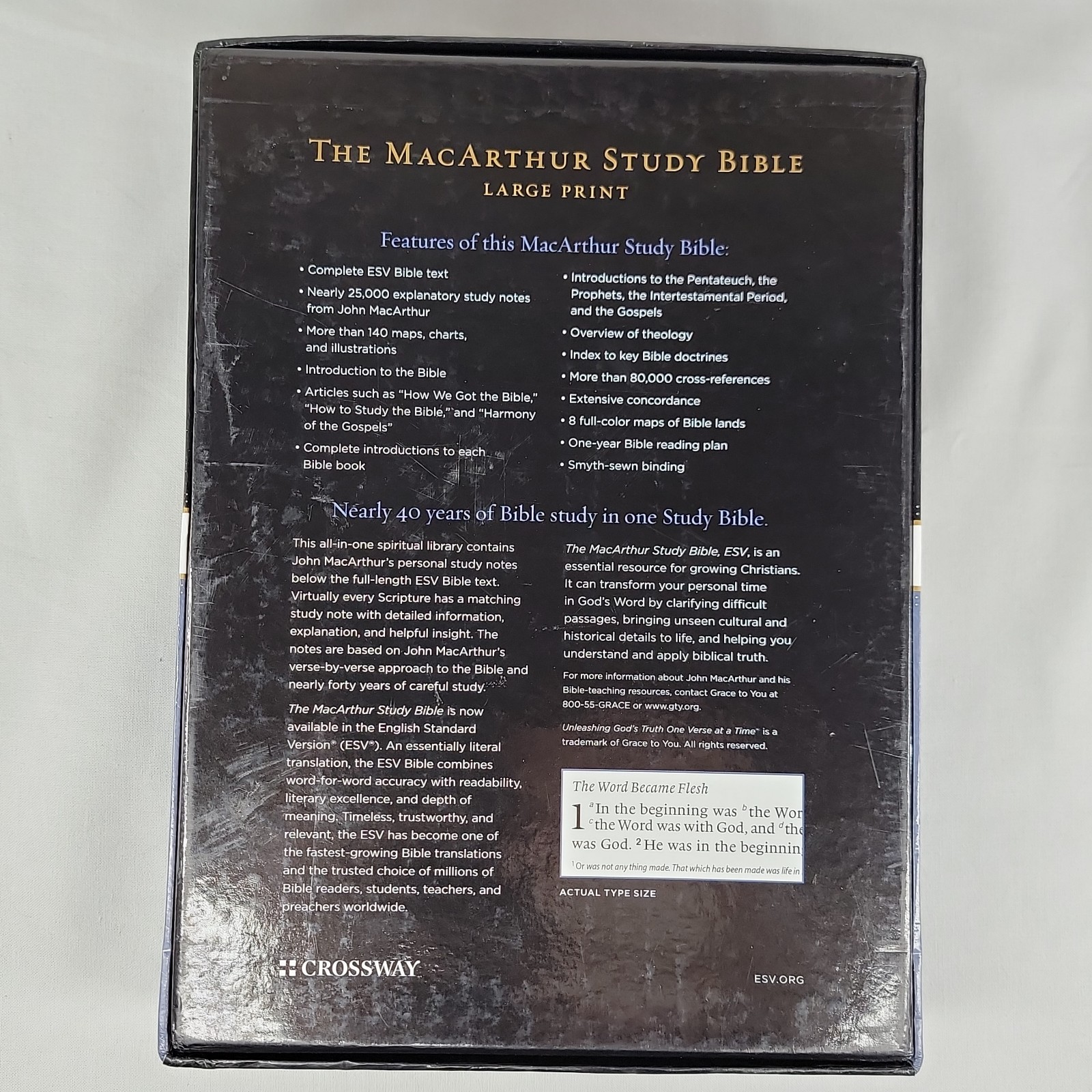 ESV MacArthur Study Bible, Large Print (Black) by Not Available (2017, Leather)