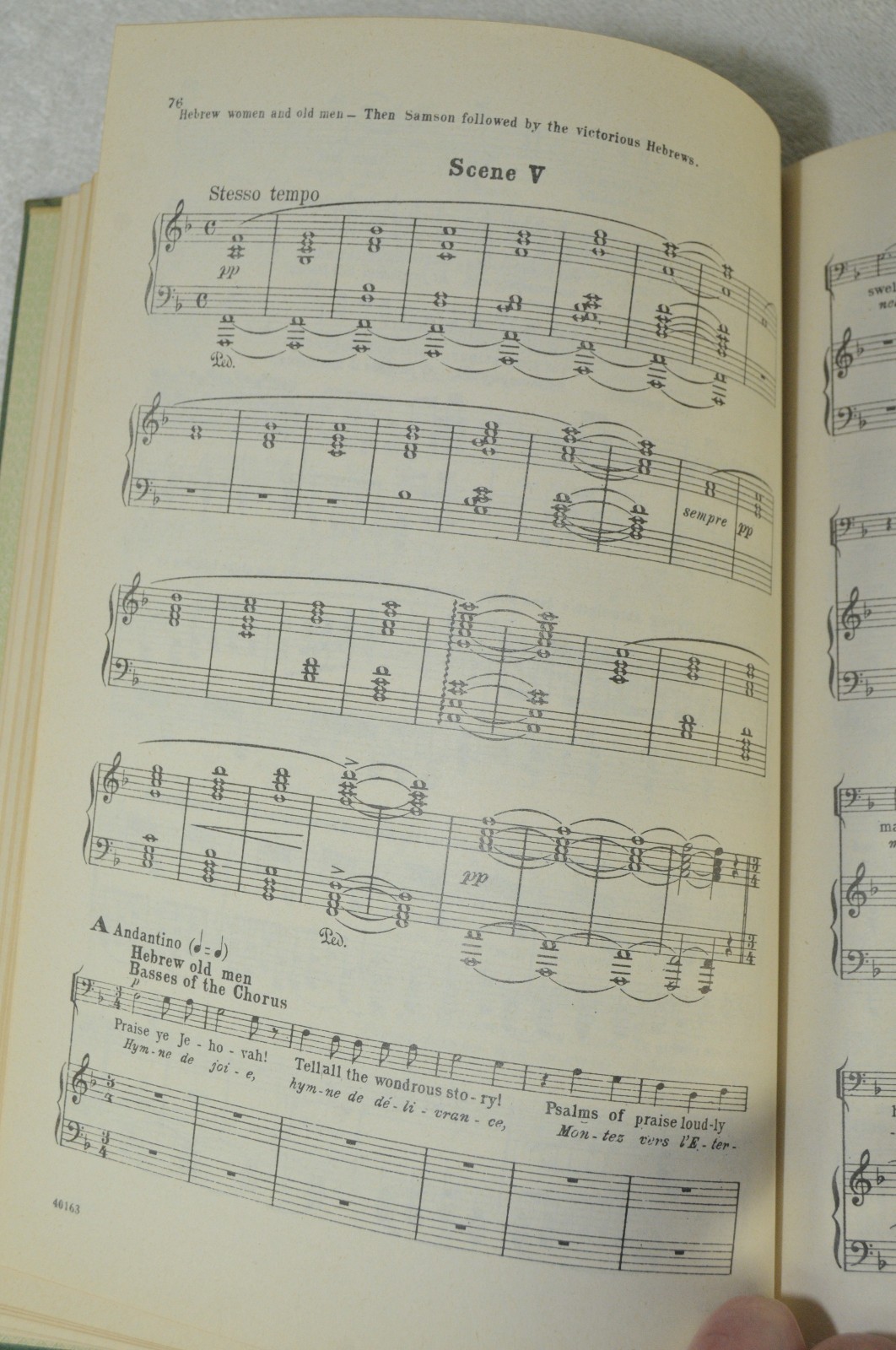 SAMSON AND DELILAH AN OPERA IN THREE ACTS VOCAL SCORE By Saint-Saens HC c1892