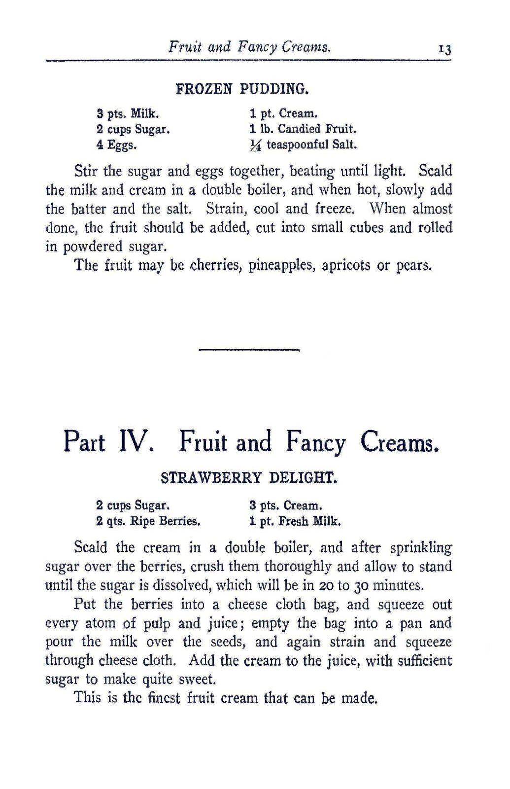 Homemade Ice Cream And Candy Cook Book “1908” 108 Pages