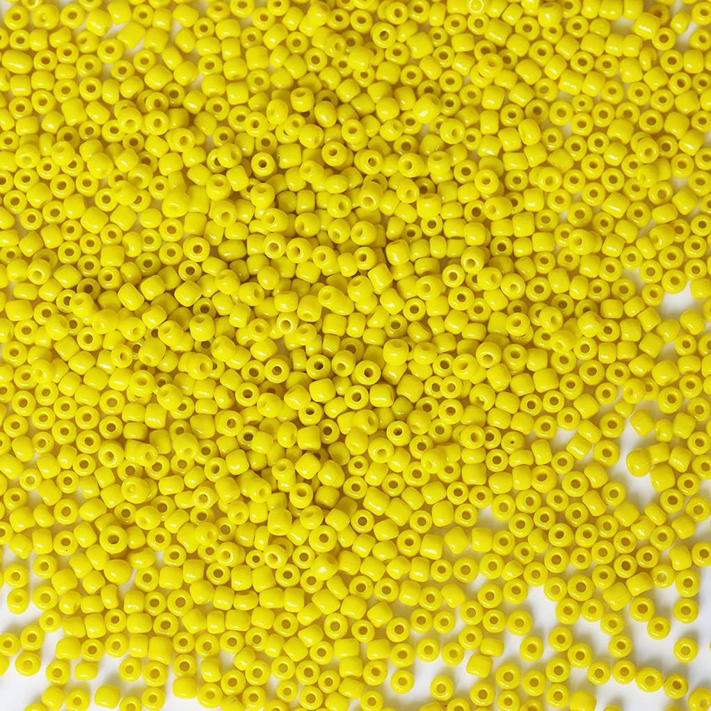 Opaque Light Yellow Color 4Mm Glass Seed Beads about 1400Pcs/110G in Box 6/0 Gla
