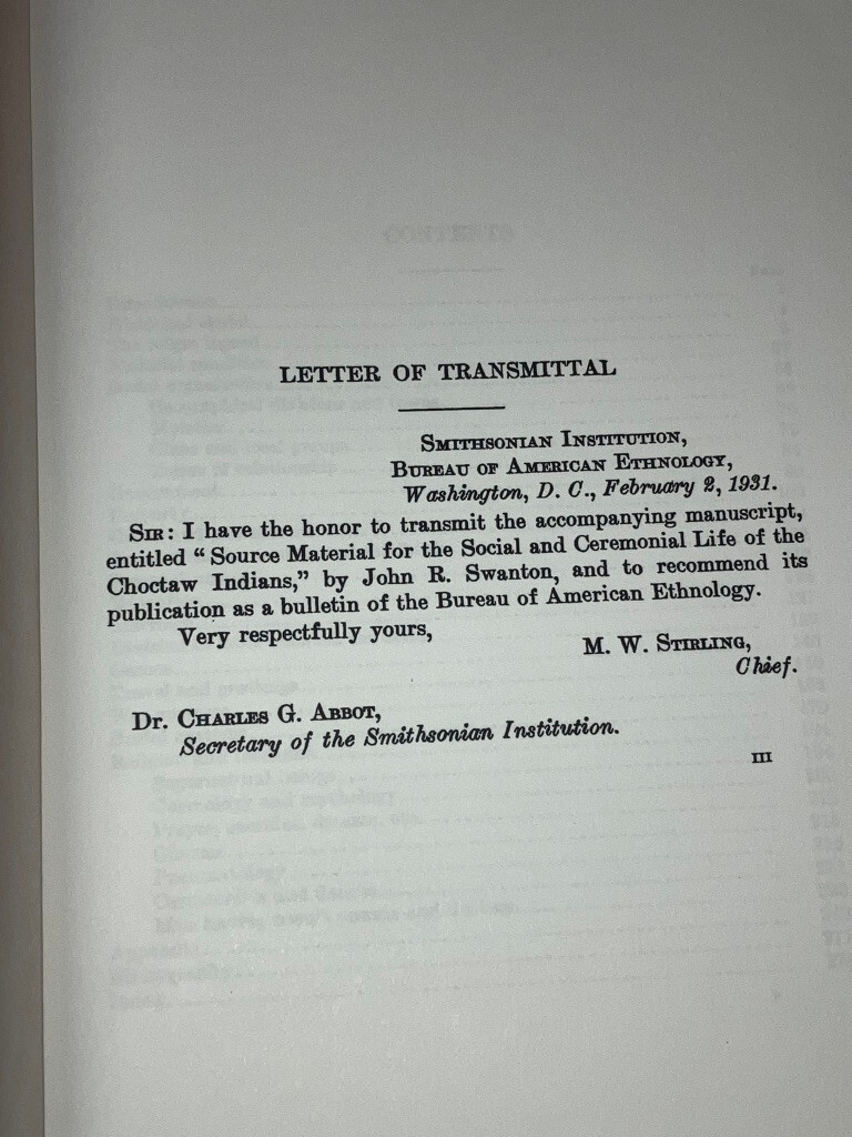 The Social and Ceremonial Life of the Choctaw Indians NOS New Old Stock