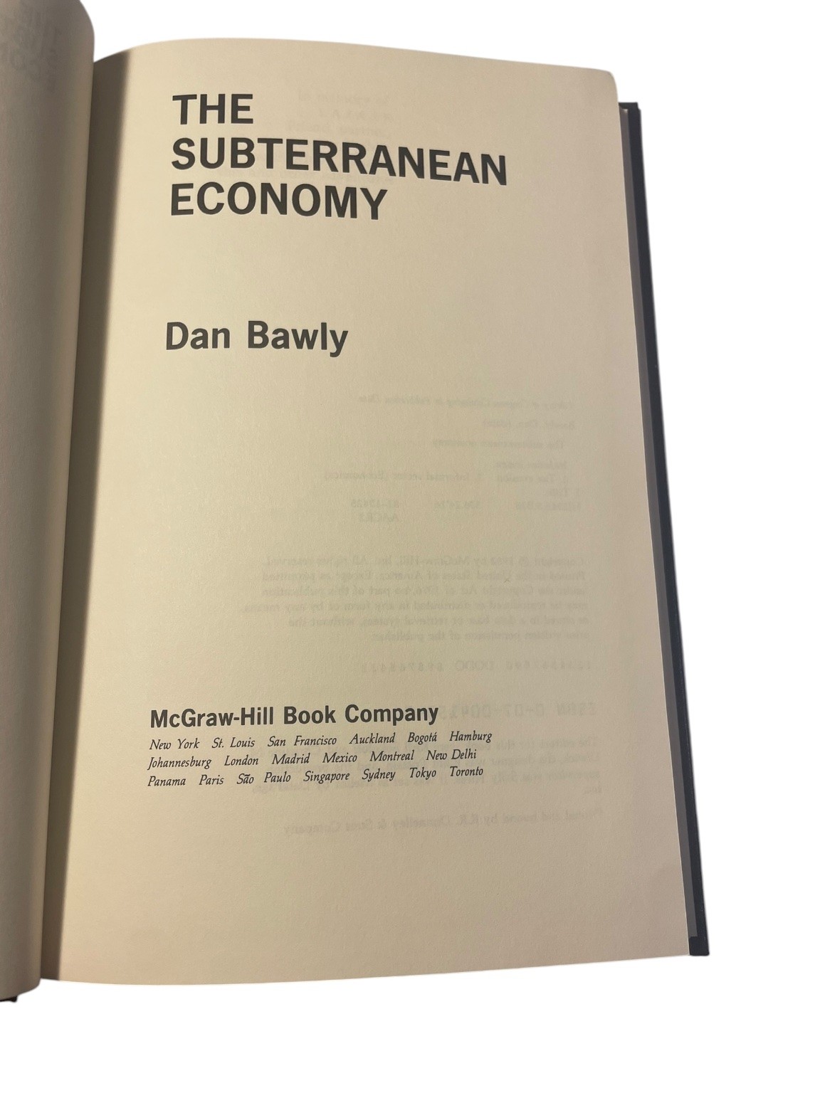 The Subterranean Economy Dan Bawly 1982 Hardcover McGraw-Hill