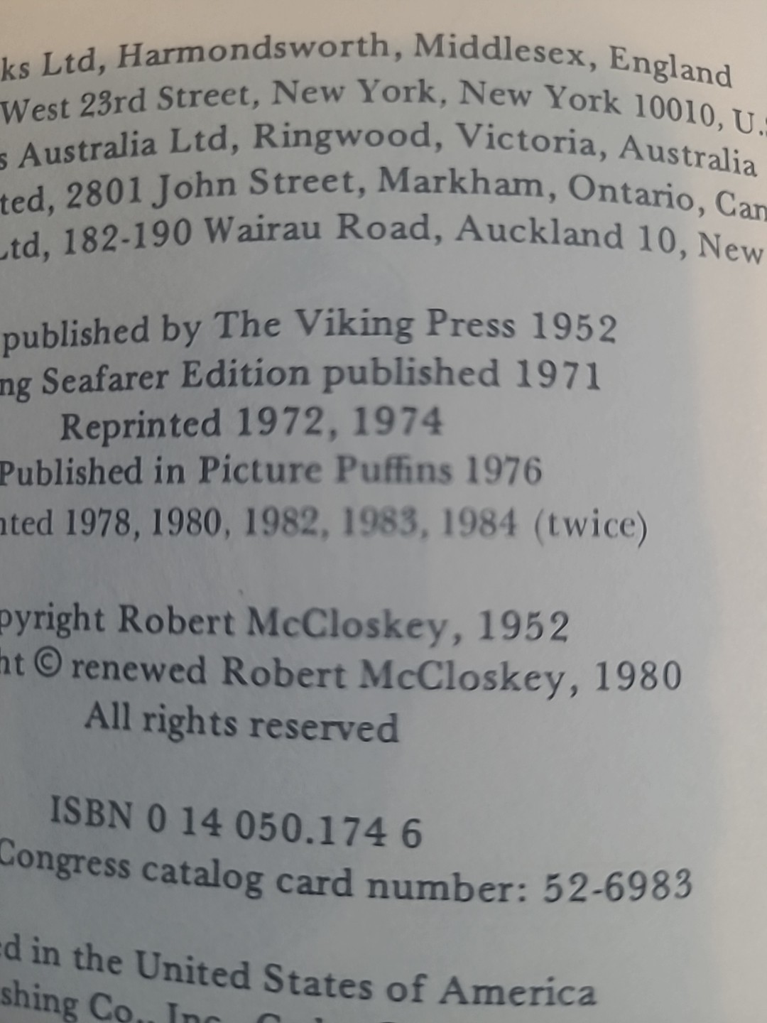 Lot Of Two Robert Mccloskey Paperback Books