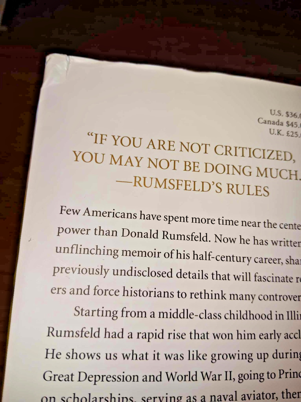 DONALD RUMSFELD SIGNED KNOWN AND UNKNOWN MEMOIR SECRETARY OF DEFENSE REPUBLICAN