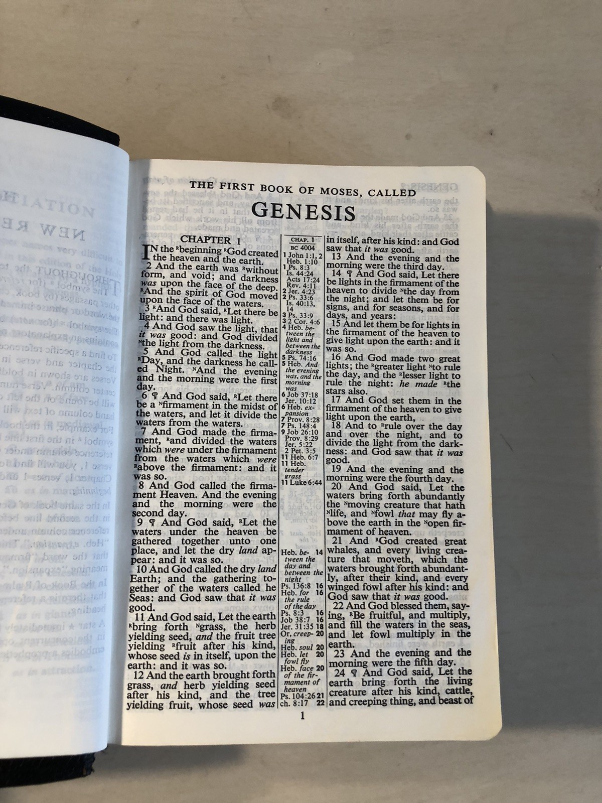 Holy Bible KJV Collins Black Leather References Red Letter Vintage