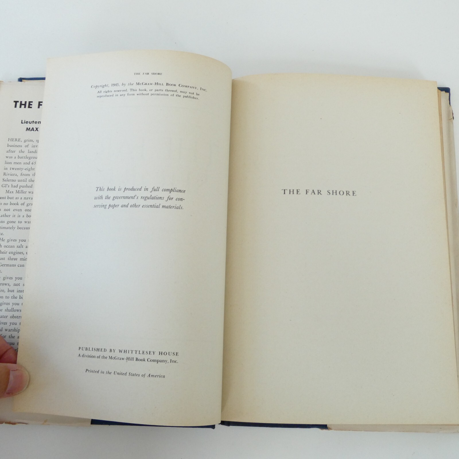 Max Miller The Far Shore & Its Tomorrow Out Here 1st Edition WW2 US Navy photos