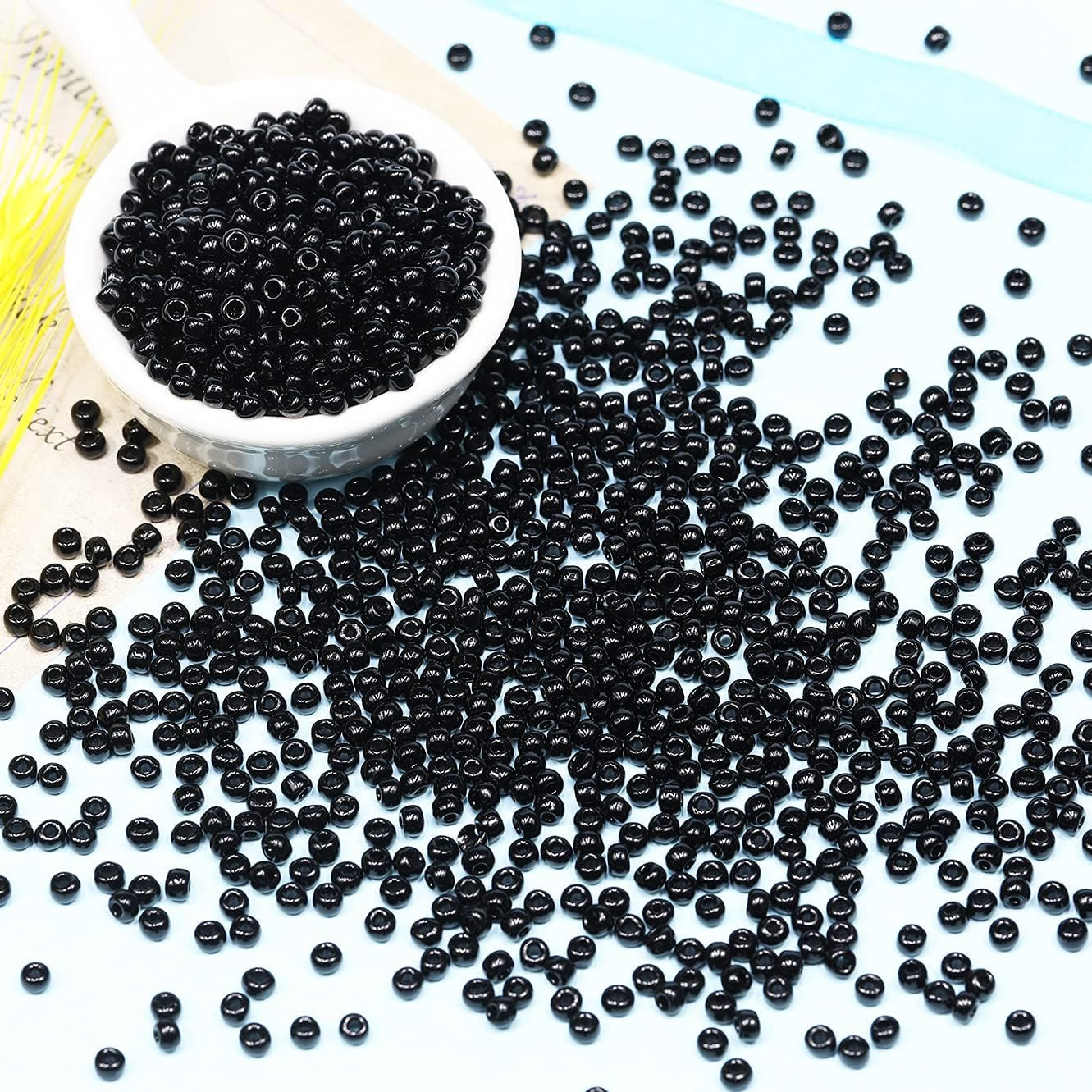 Black Color 4mm Seed Beads About 1200pcs/100Grams in Bag, 6/0 Glass Craft Beads