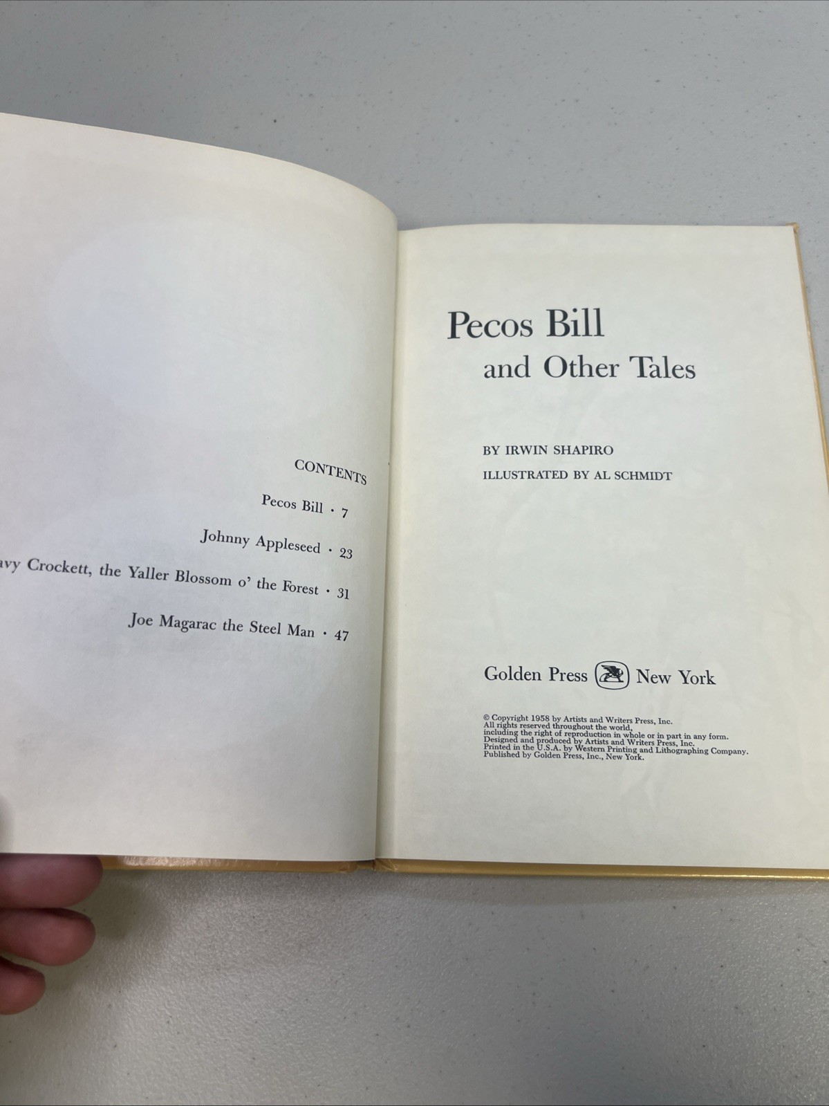 Pecos Bill and Other Tales 1958 Golden Press HC Irwin Shapiro Al Schmidt Art