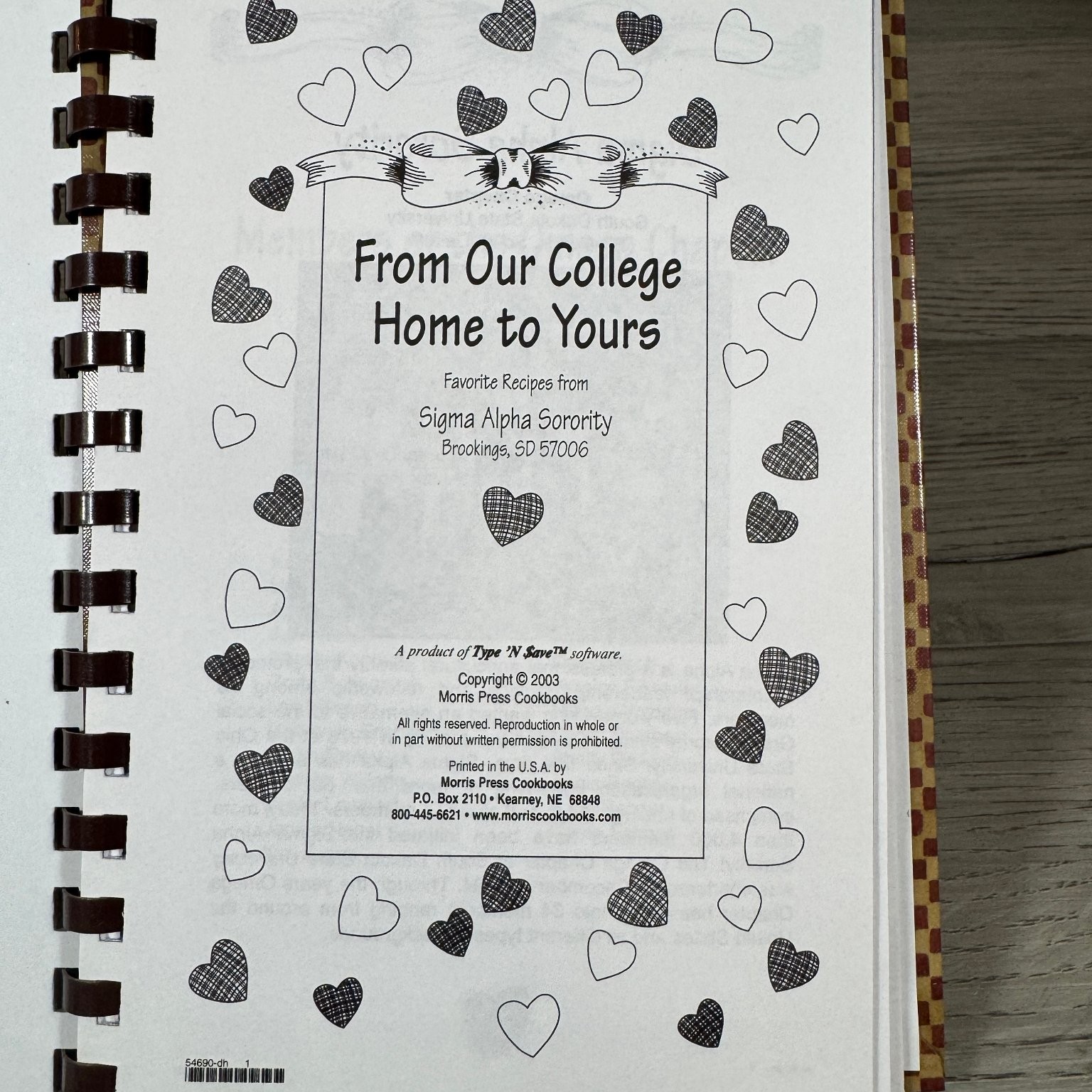 From Our College Home to Yours Sigma Alpha Sorority 2003 Cookbook Morris Press