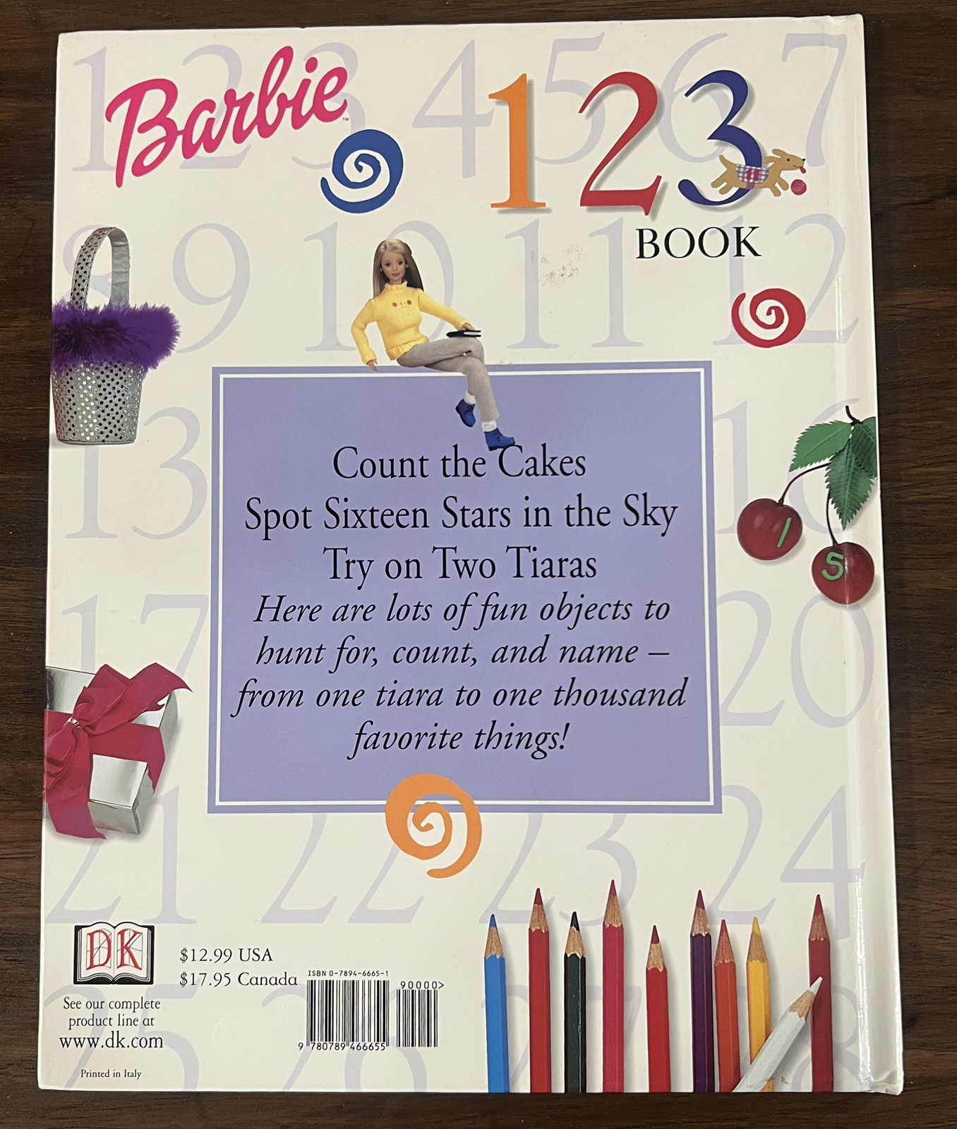 Barbie 123 Book Hardcover Printed In Italy A Dorling Kindersley Book Vintage