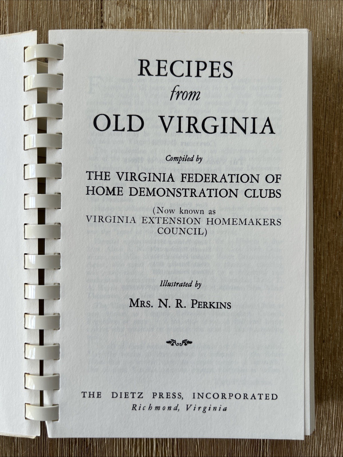 Recipes From Old Virginia Cookbook Va Federation of Home Demo Clubs 1981