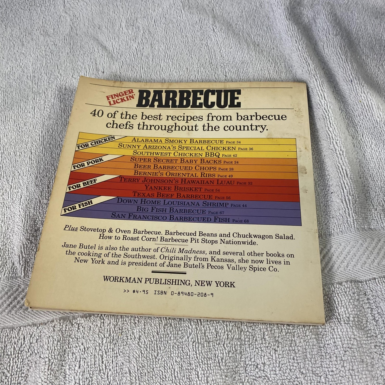 Vintage 1982 Finger Lickin’ Rib Stickin’ Barbecue Jane Butel Cookbook Paperback