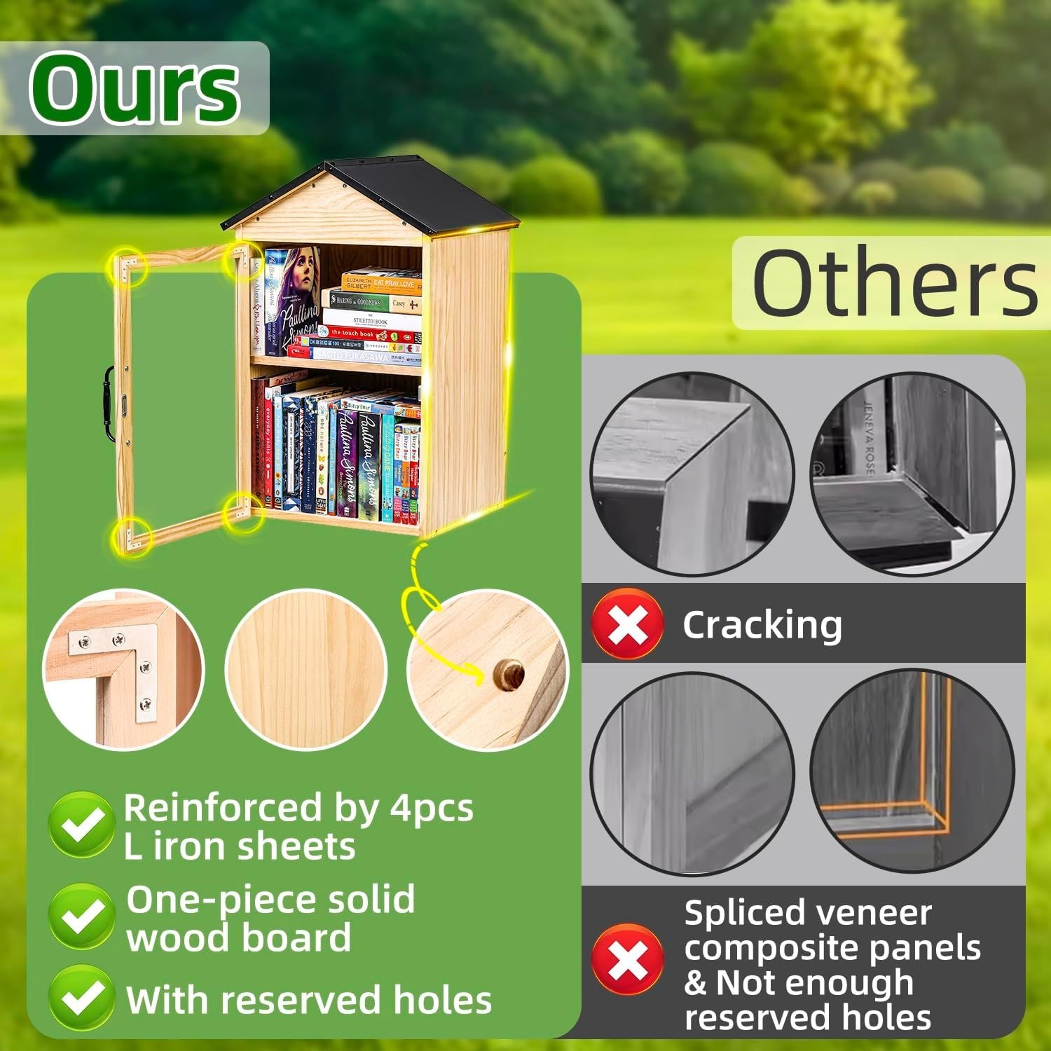 Little Library Box Outdoor, 2-Tier Little Library for Neighborhoods Weatherproof