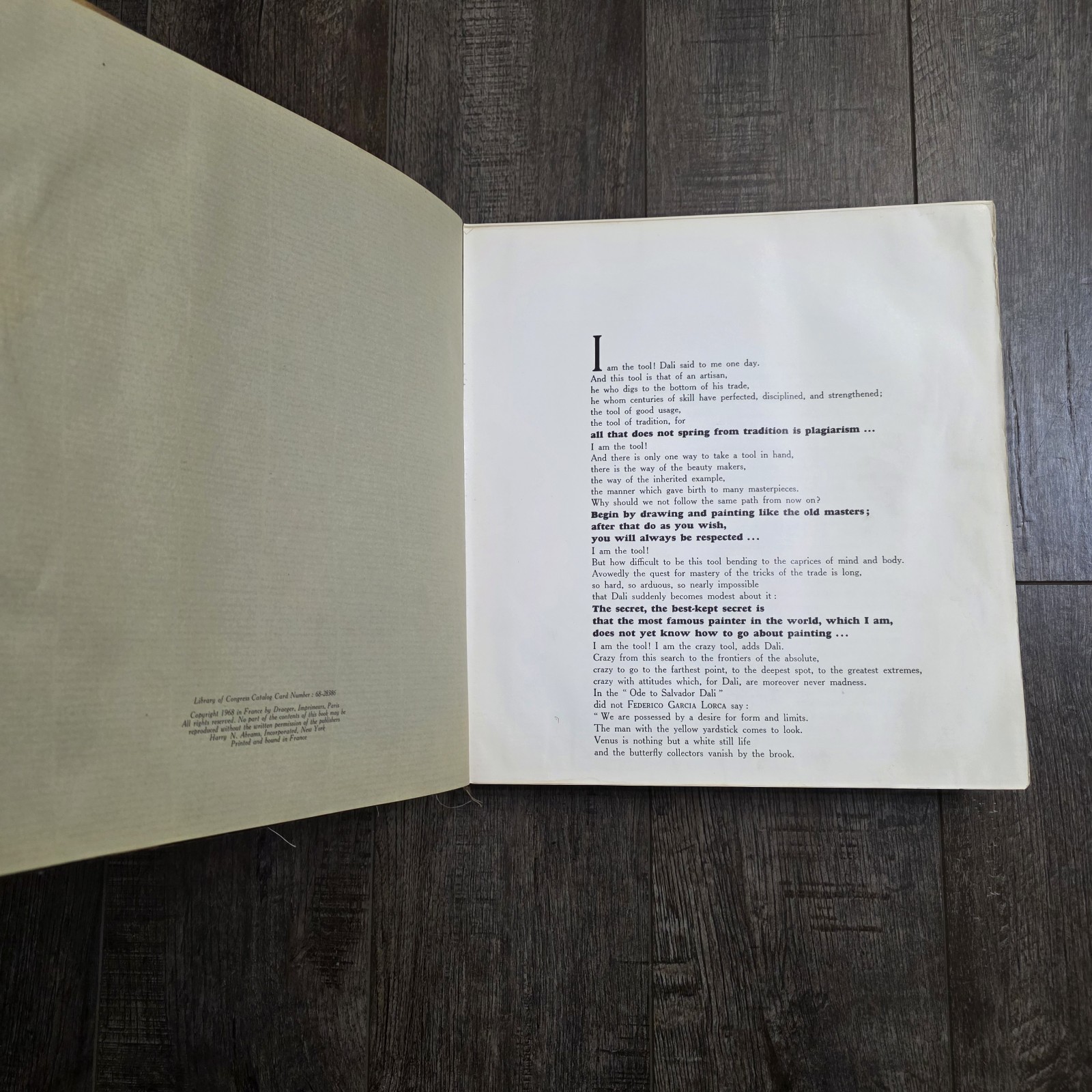 Dali De Draeger Max Gerard Harry N Abrams large art book 1968 loose pages HC