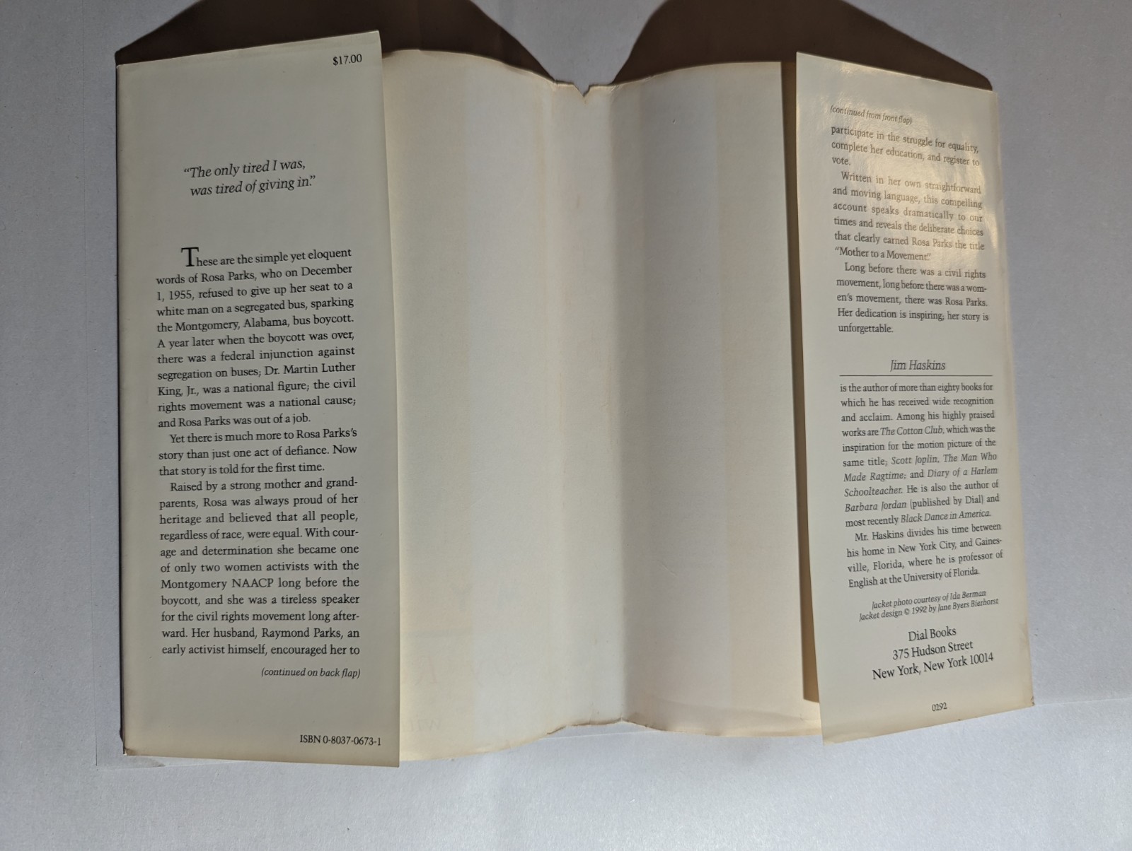 ROSA PARKS & Jim Haskins – MY STORY – HC/DJ, First Edition, First Printing, 1992