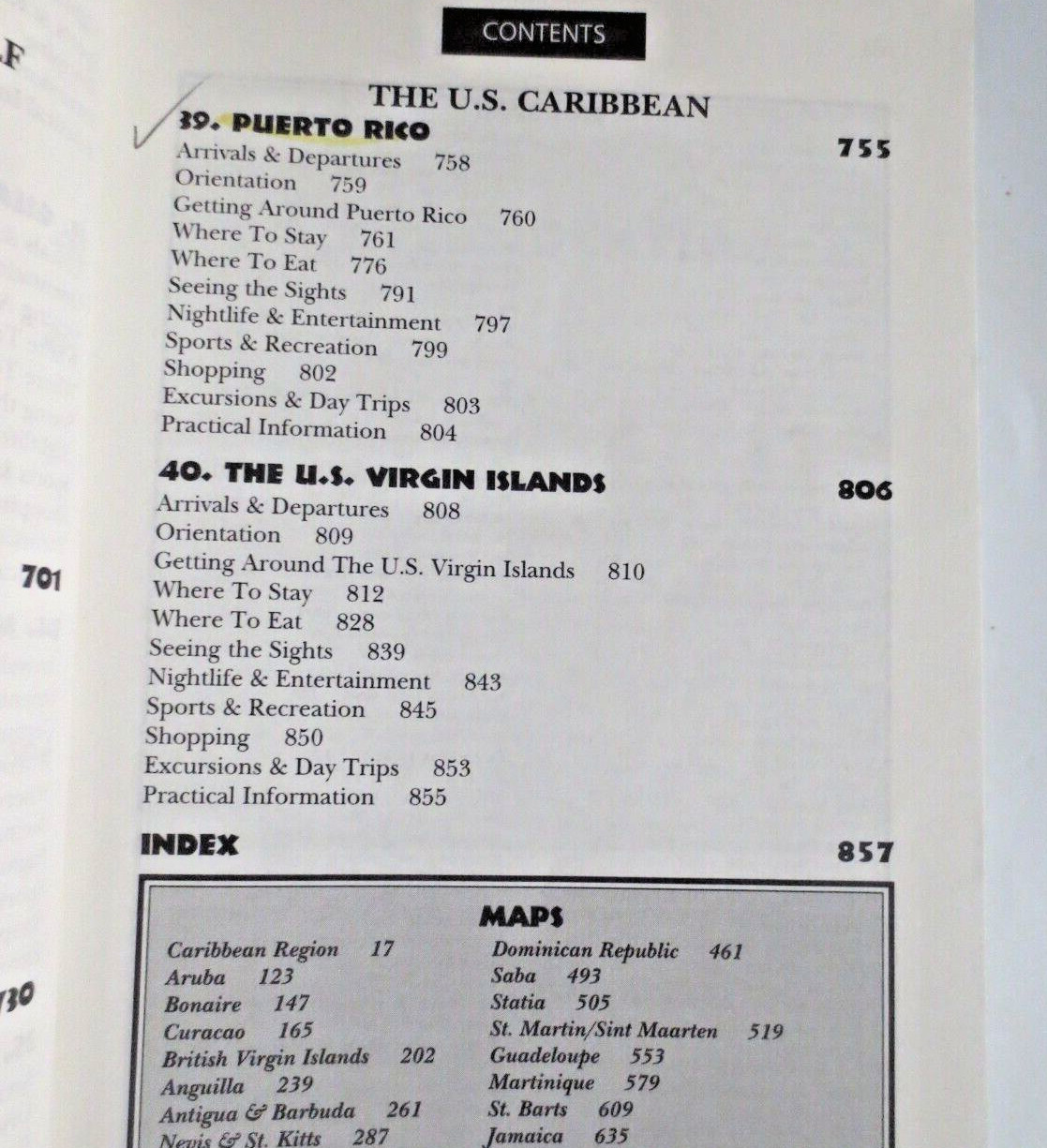 OPEN ROAD CARIBBEAN GUIDE PAPERBACK 864 PGS 5.5X 8.5 INCHES 1998
