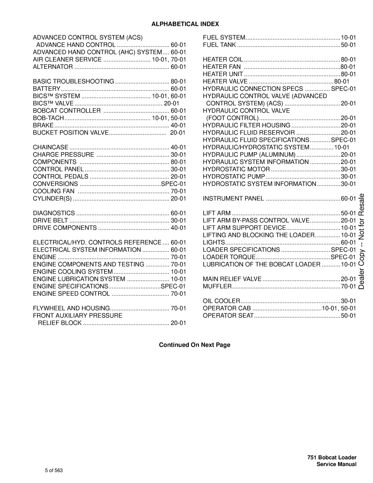 BOBCAT 751 Service Manual 2006 SN 515620001 Up – BOUND – COVERS – XL FOLDOUTS