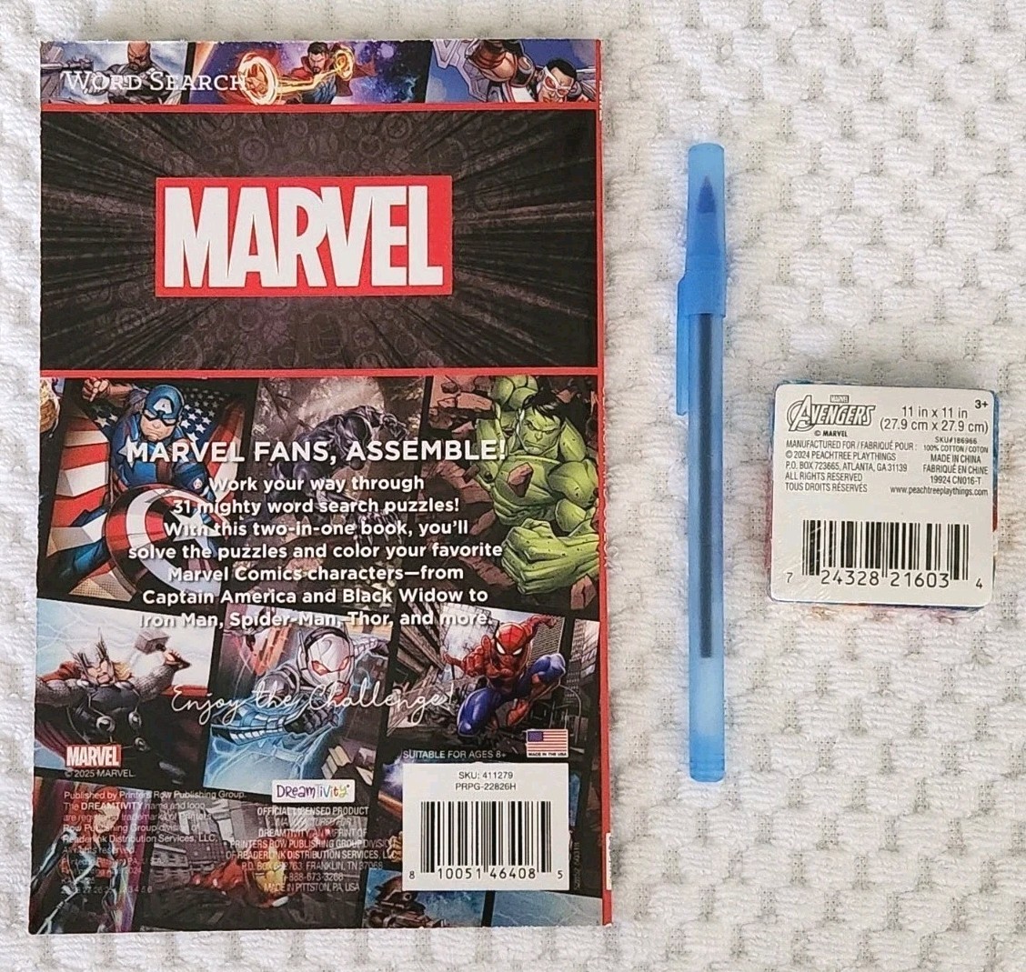 Dreamtivity Marvel Search & Color, 2025, Captain America Word Search;Magic Towel