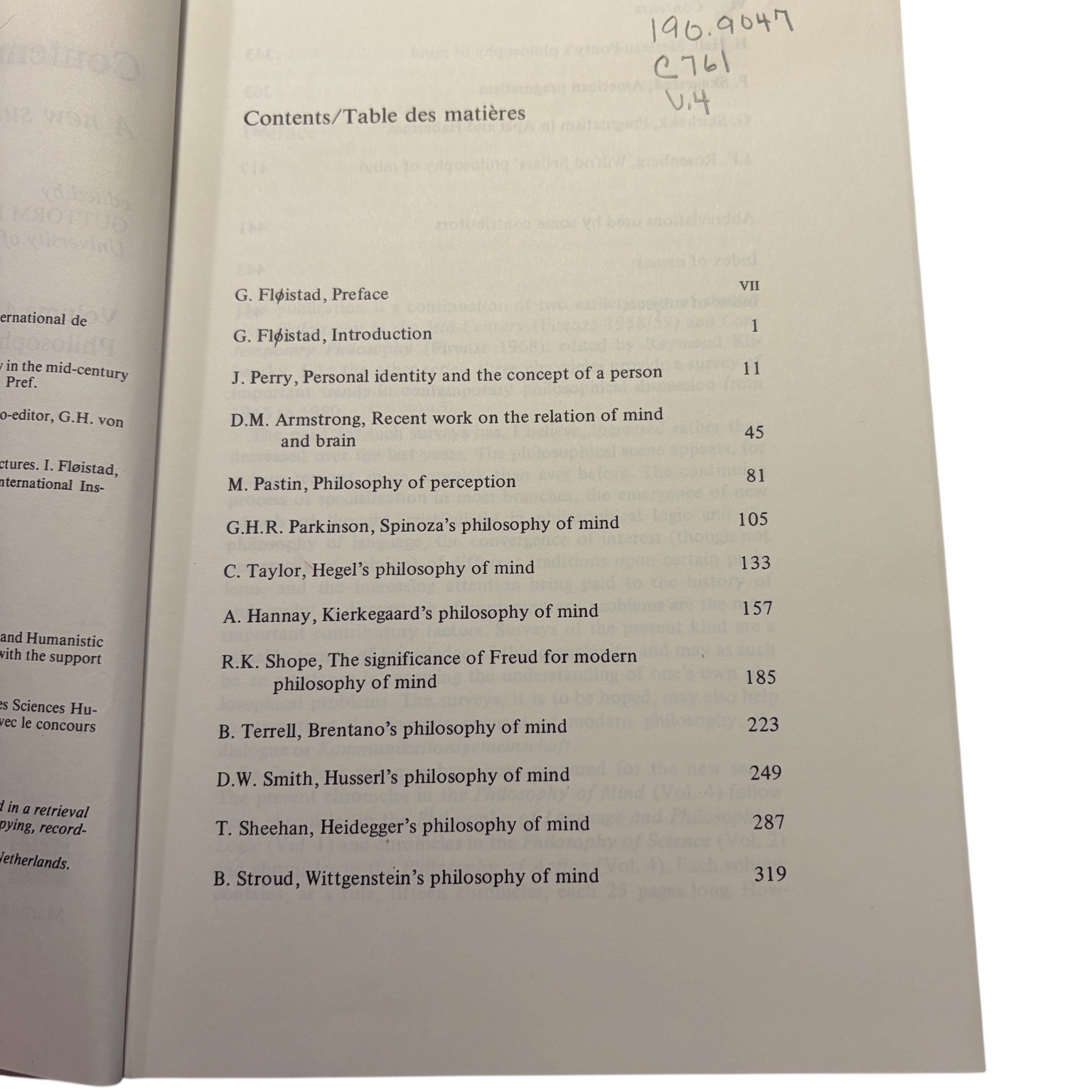 Contemporary Philosophy Volume 4 Philosophy of Mind Fløistad 1983 Nijhoff