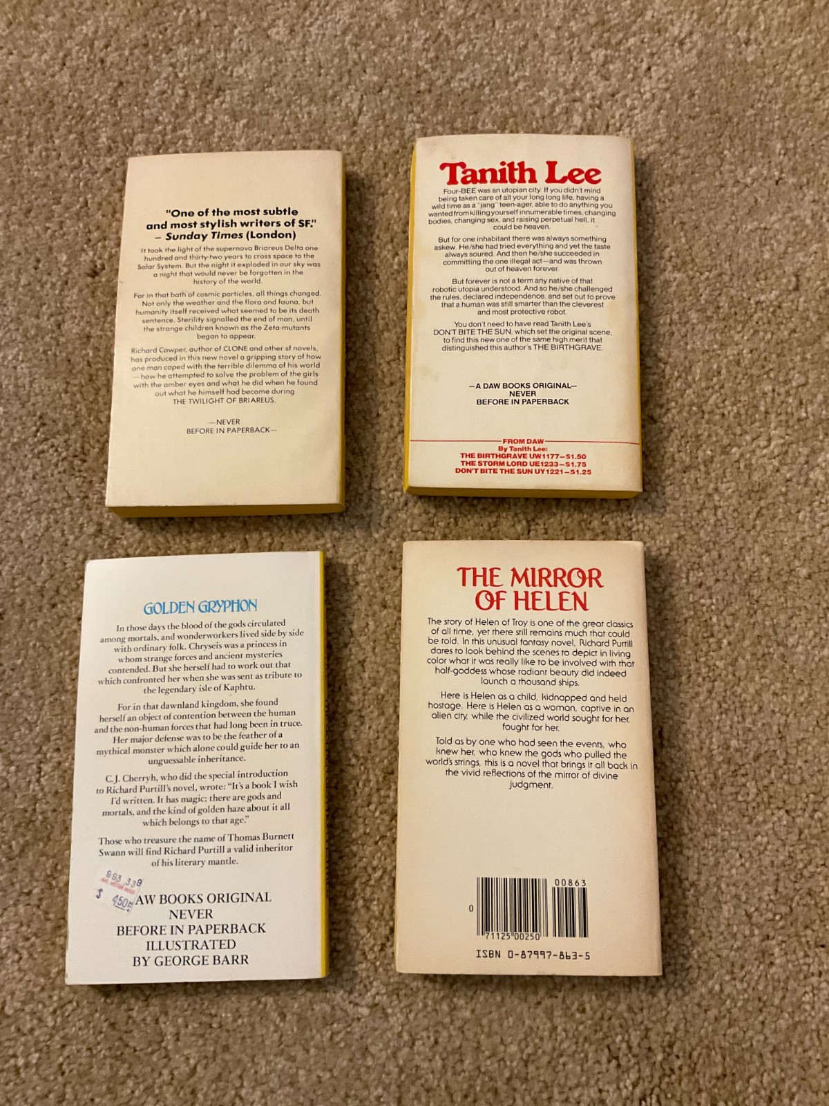Lot#1 of 4 DAW Yellow Spine 1st Printing Rare / Hard-to-Find Lee Cowper Purtill