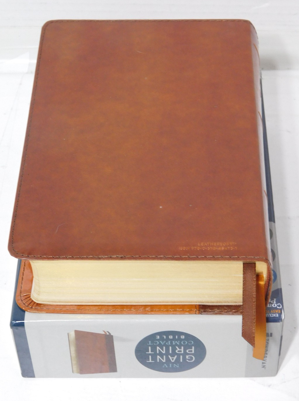 NIV Giant Print Compact Bible Leathersoft Brown Red Letter Comfort Print