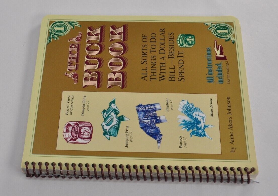1993 Buch Book Ann Akers Johnson Klutz Press One Dollar Bill Bow Tie Elephant