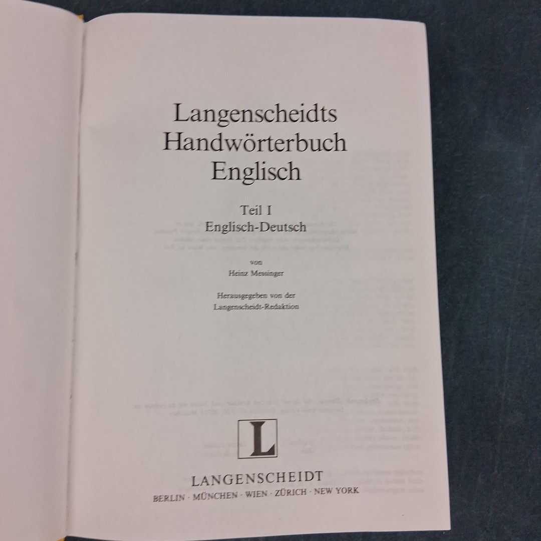 Langenscheidts Handwörterbuch Englisch German-English Bilingual Dictionary