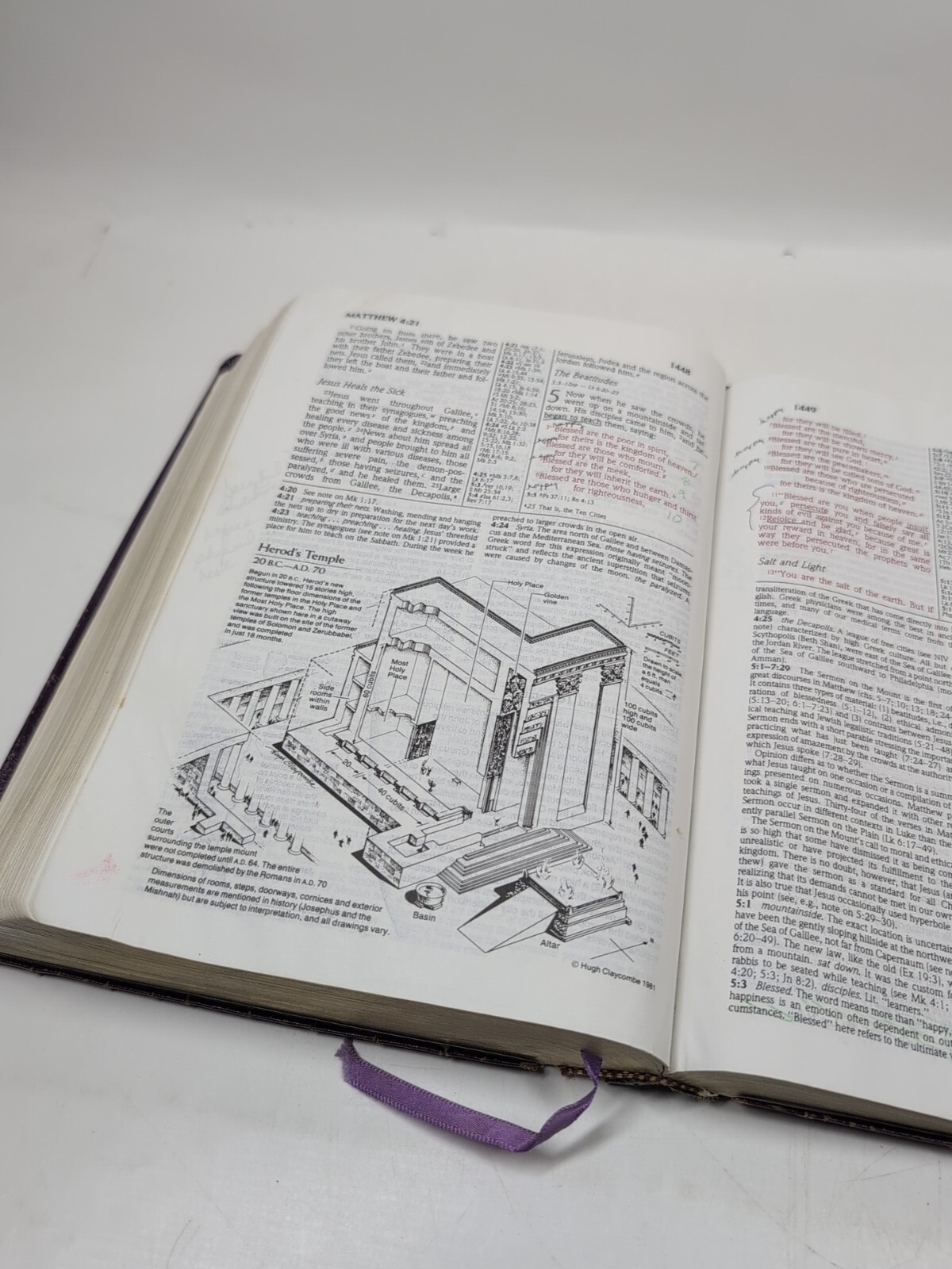 Zondervan NIV 1985 Study Bible Red Letter Violet/Purple Bonded Leather
