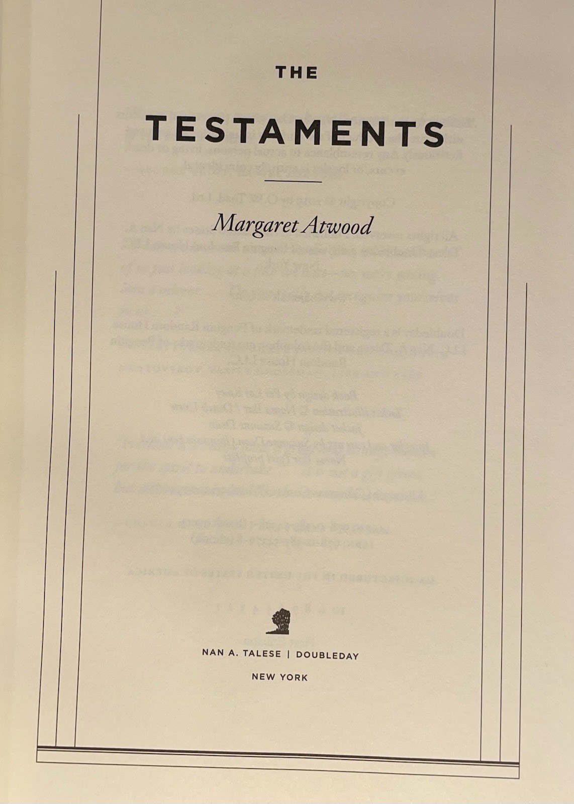 The Testaments Margaret Atwood 1st Edition 1st Printng Hardcover Handmaid’s Tale