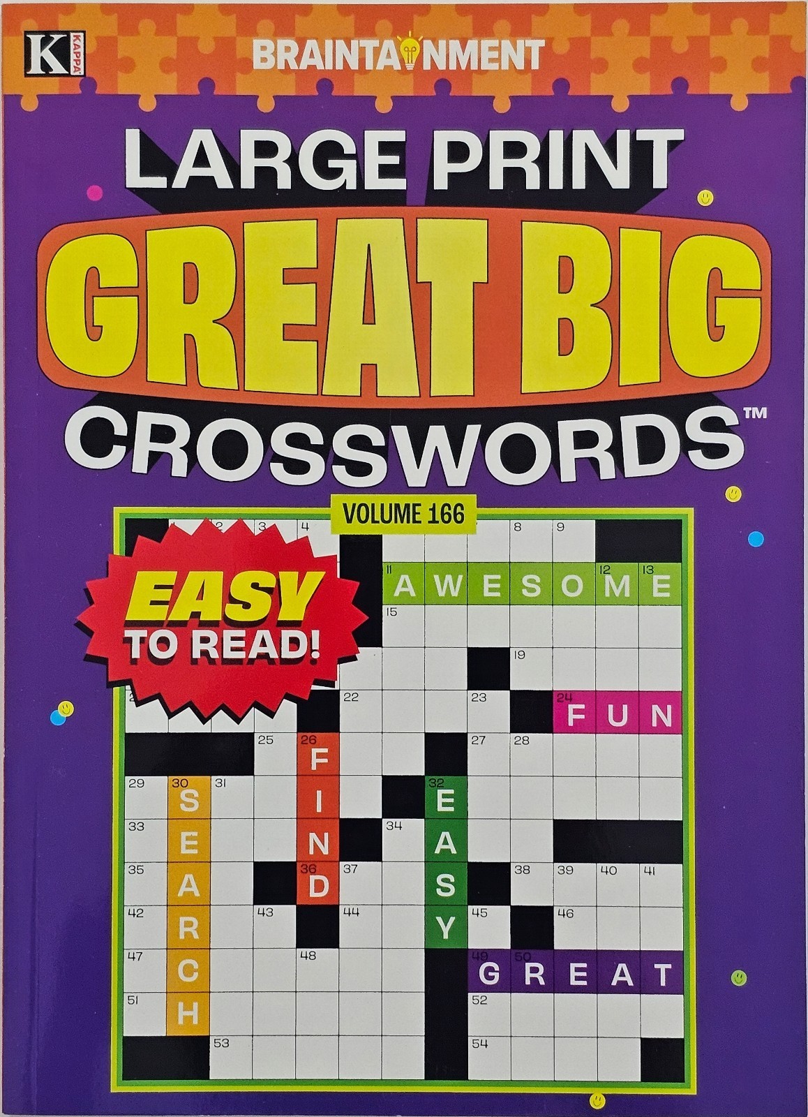 New 4 Large Print Great Big Crosswords Kappa Puzzle Books Vol#163-166 Fun Hobby