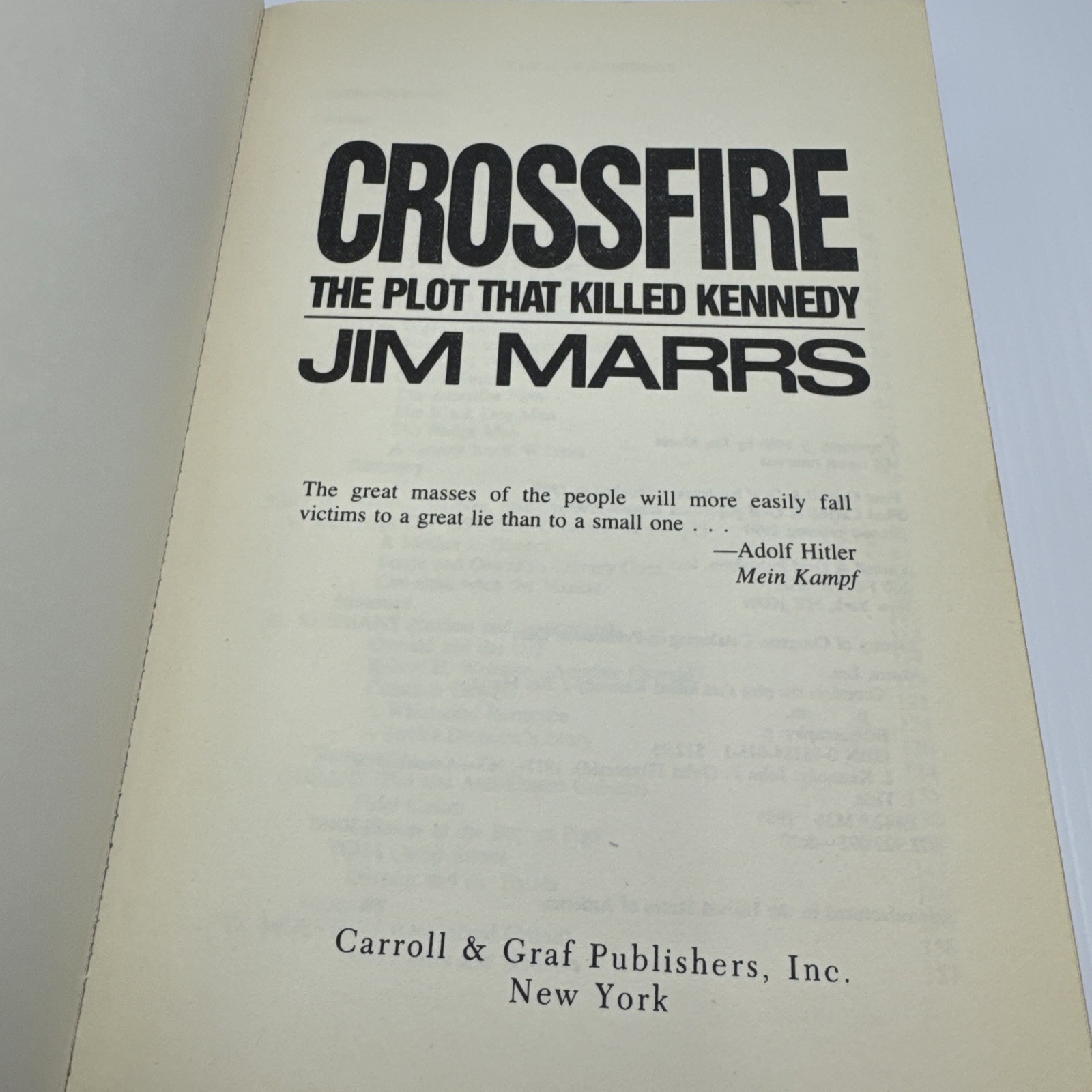 Crossfire Plot that Killed Kennedy Jim Marrs Second Print 1990 PB Carroll & Graf