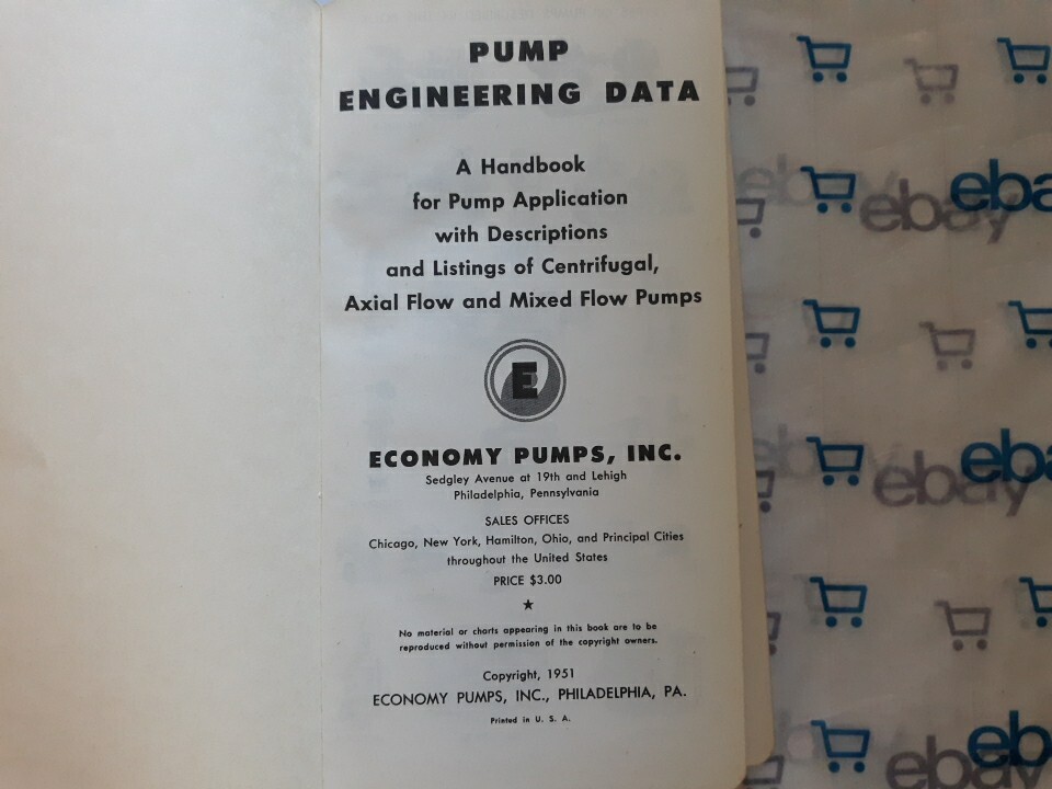 PUMP ENGINEERING DATA – A VINTAGE 1952 Wheeler Economy Pumps
