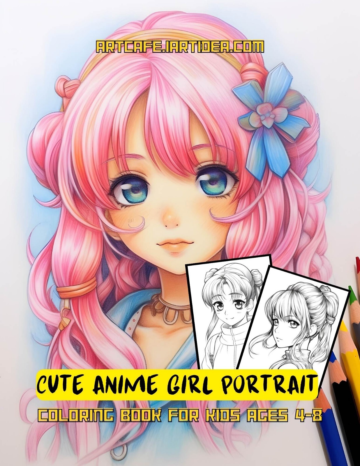 30 anime girl kids coloring book pages, coloring pages Stress Relief – Paper Ver