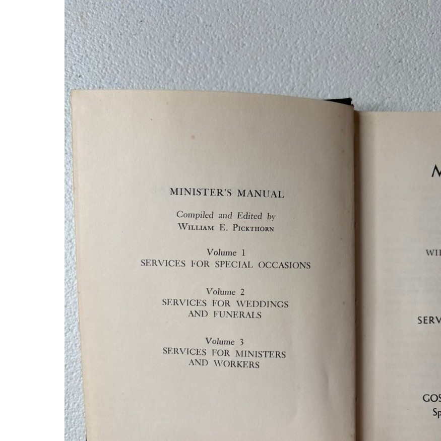 Gospel Publishing House Minister’s Manual Vol 2 Weddings Funerals Black 1965