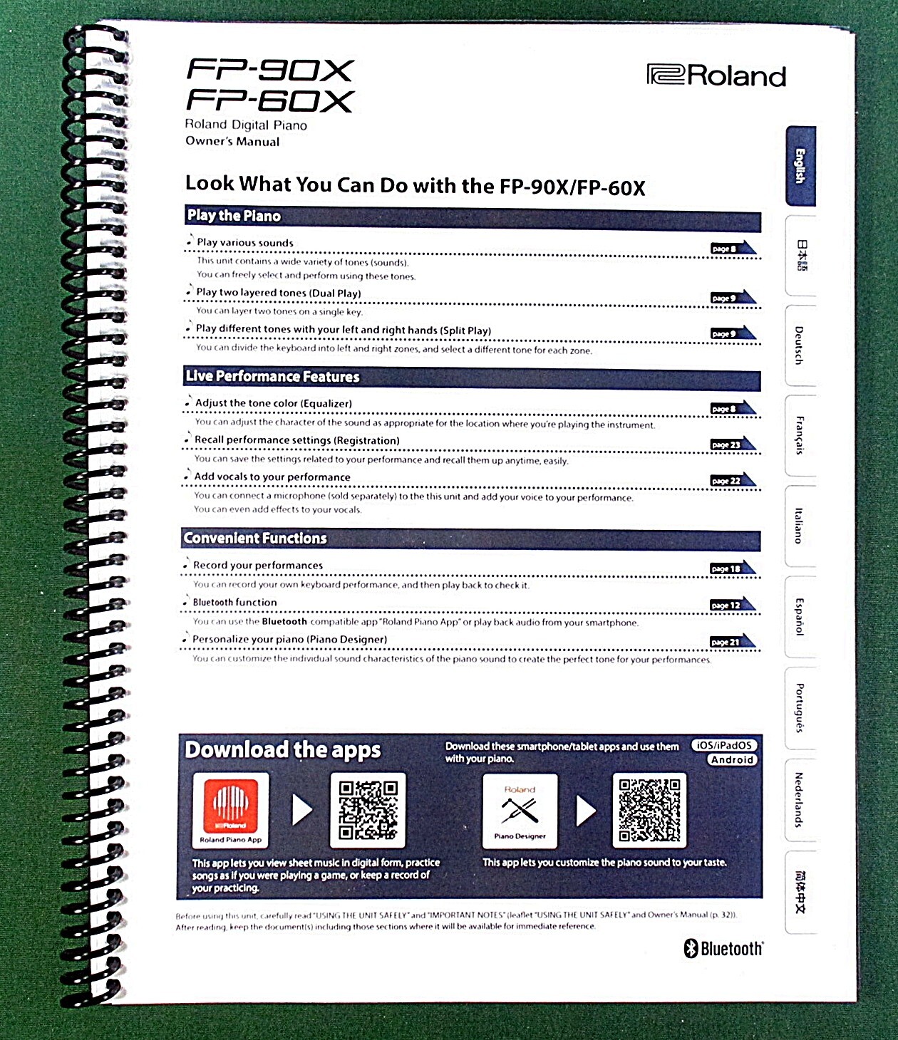 Roland FP-90X FP-60X Owner’s Instruction Manual: 86 Pages & Protective Covers!