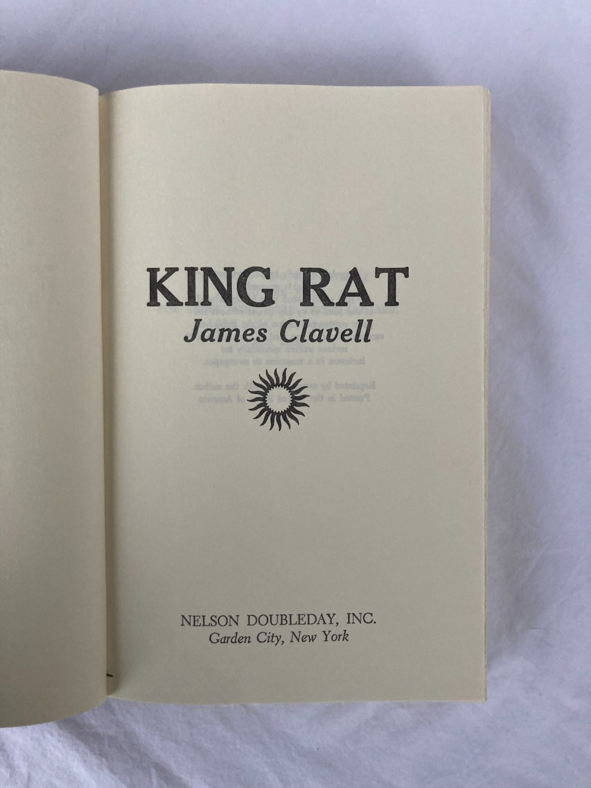 King Rat – James Clavell – 1962 BCE HC Atheneum DJ + Clear Cover